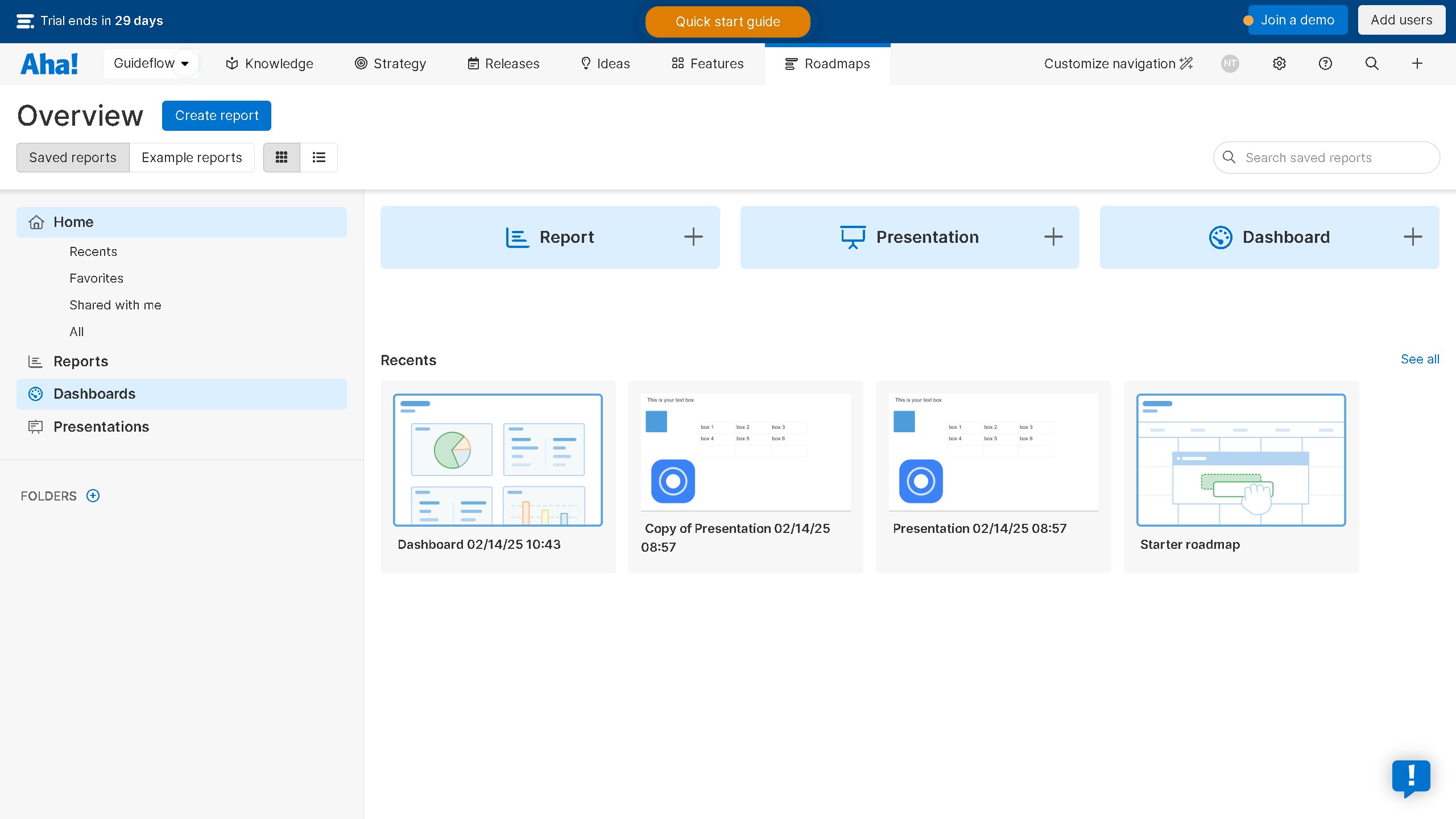 How to add and adjust dashboard panels on Aha!