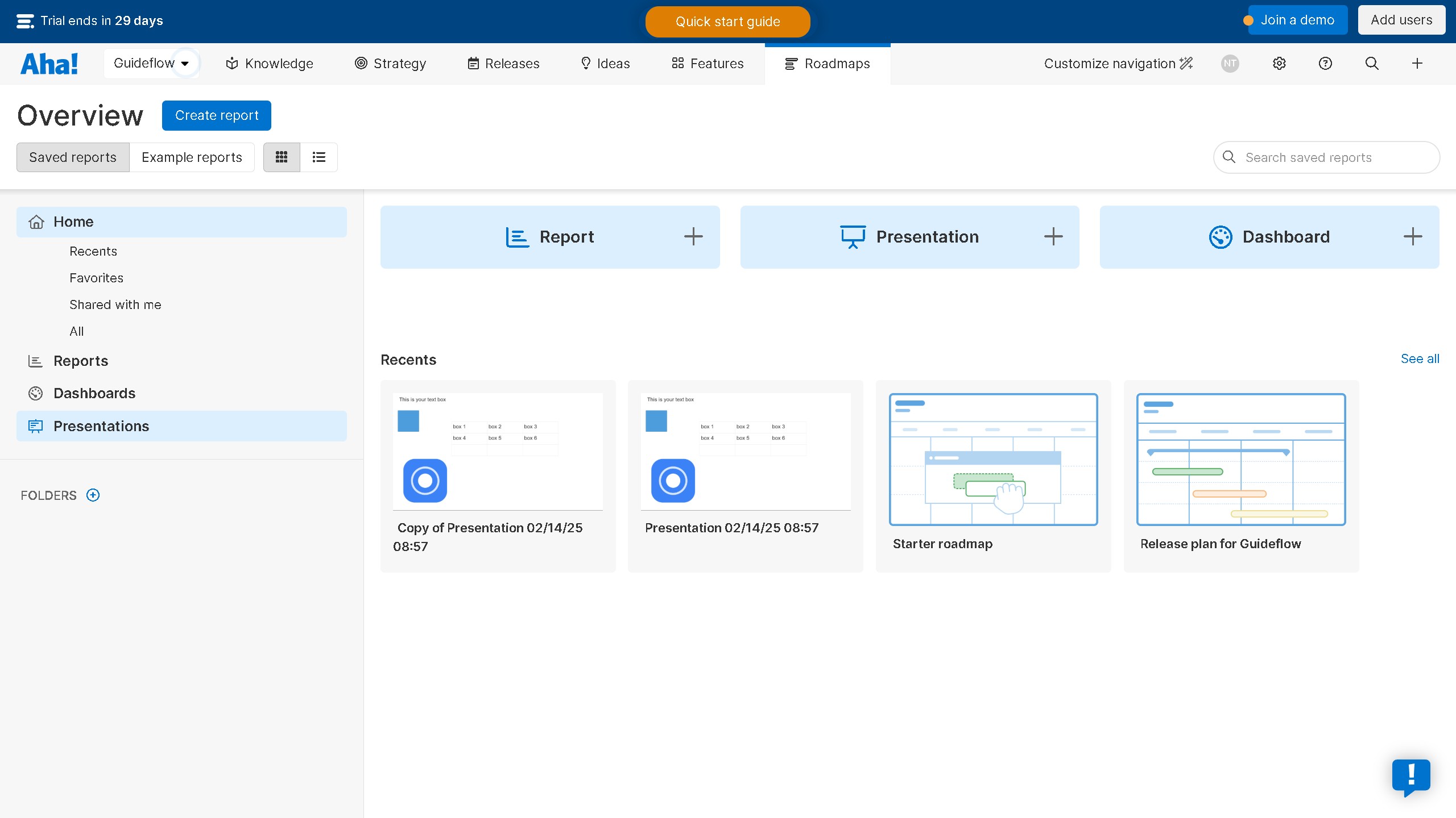How to publish a presentation on Aha!