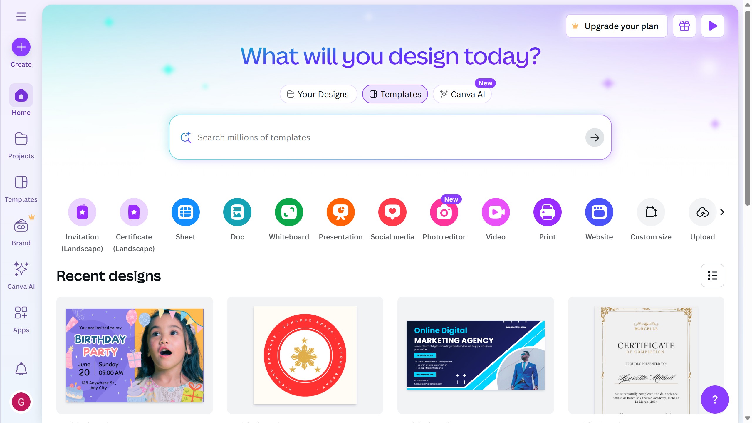 How to create a website design in Canva