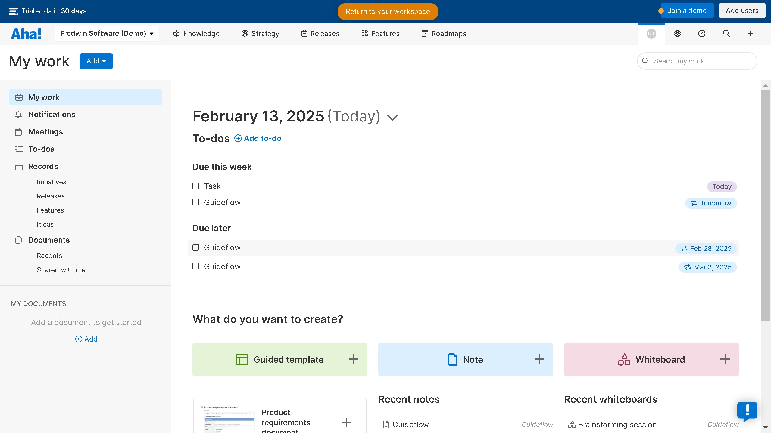 How to organize to-dos on Aha!