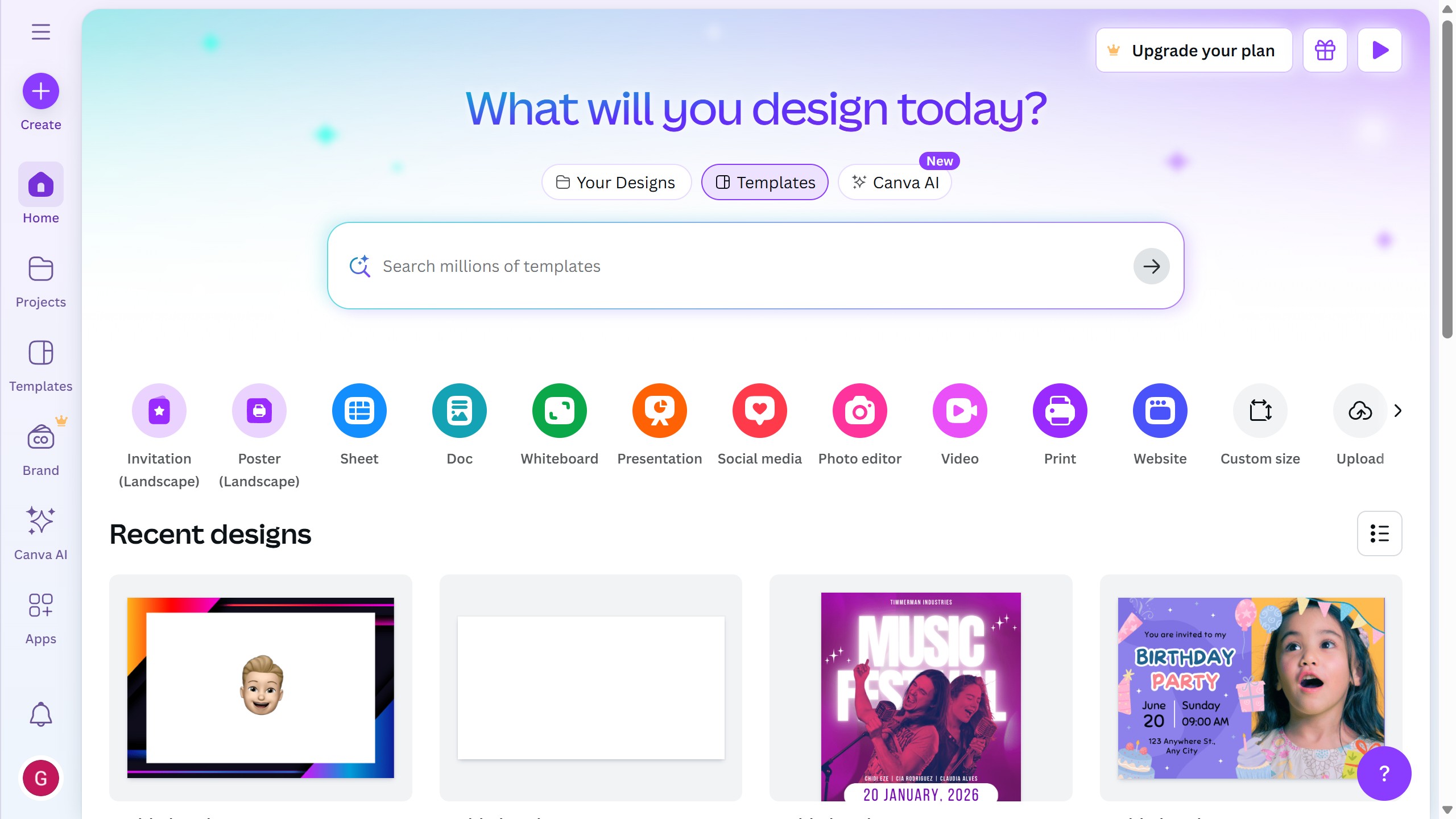 How to make landscape template in Canva
