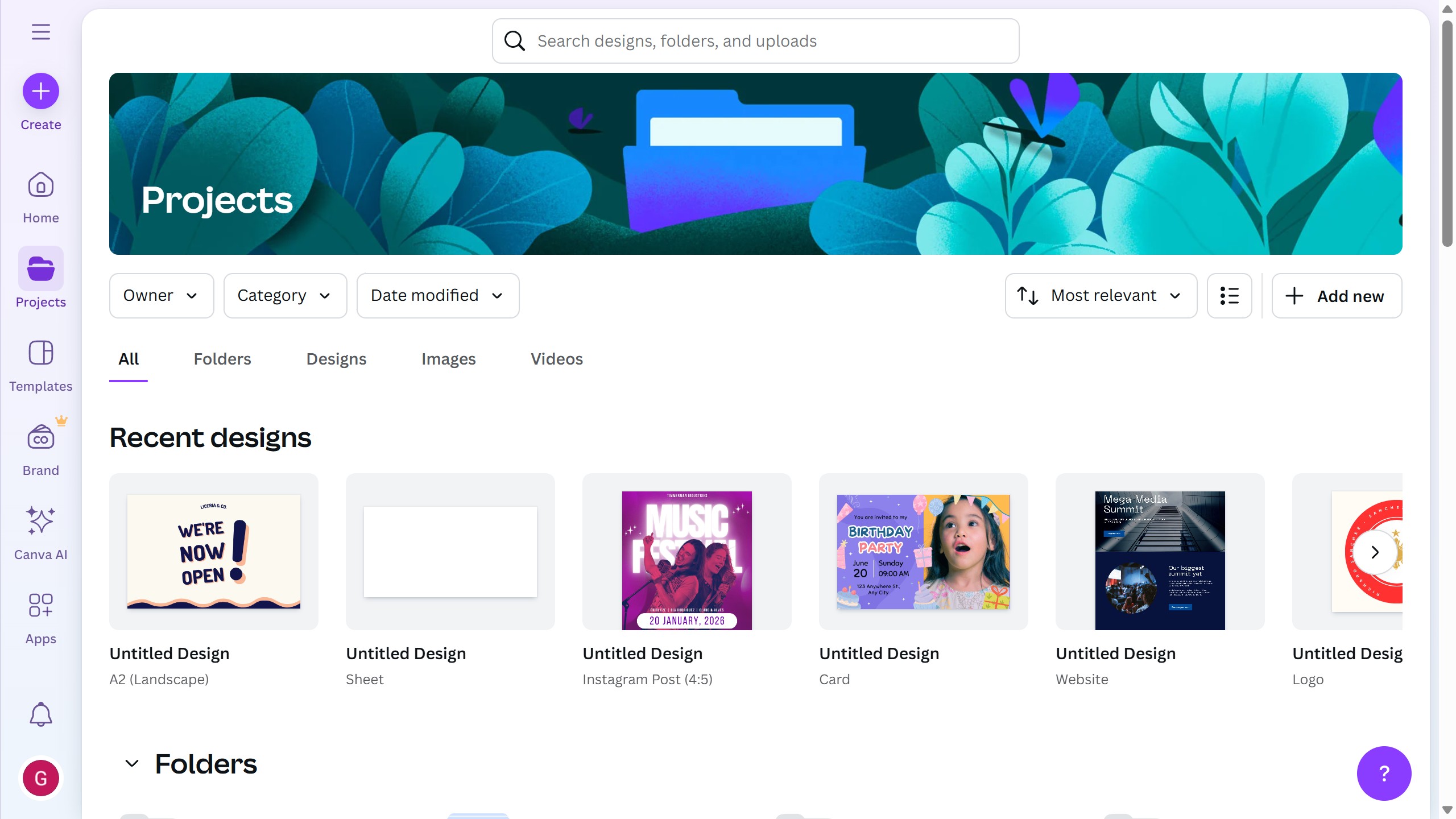 How to filter the date modified of projects in Canva