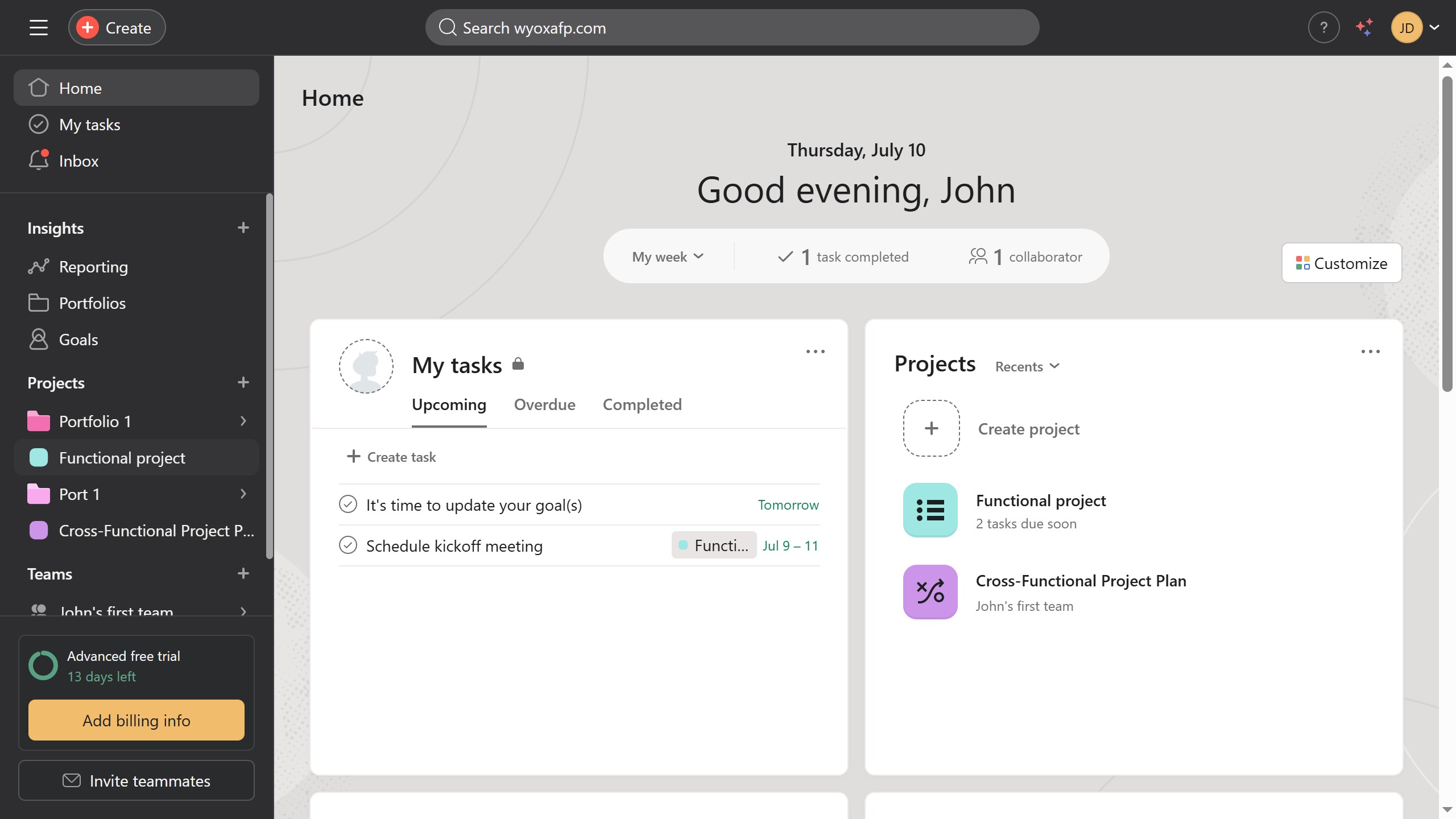 How to create tasks from calendar view in Asana