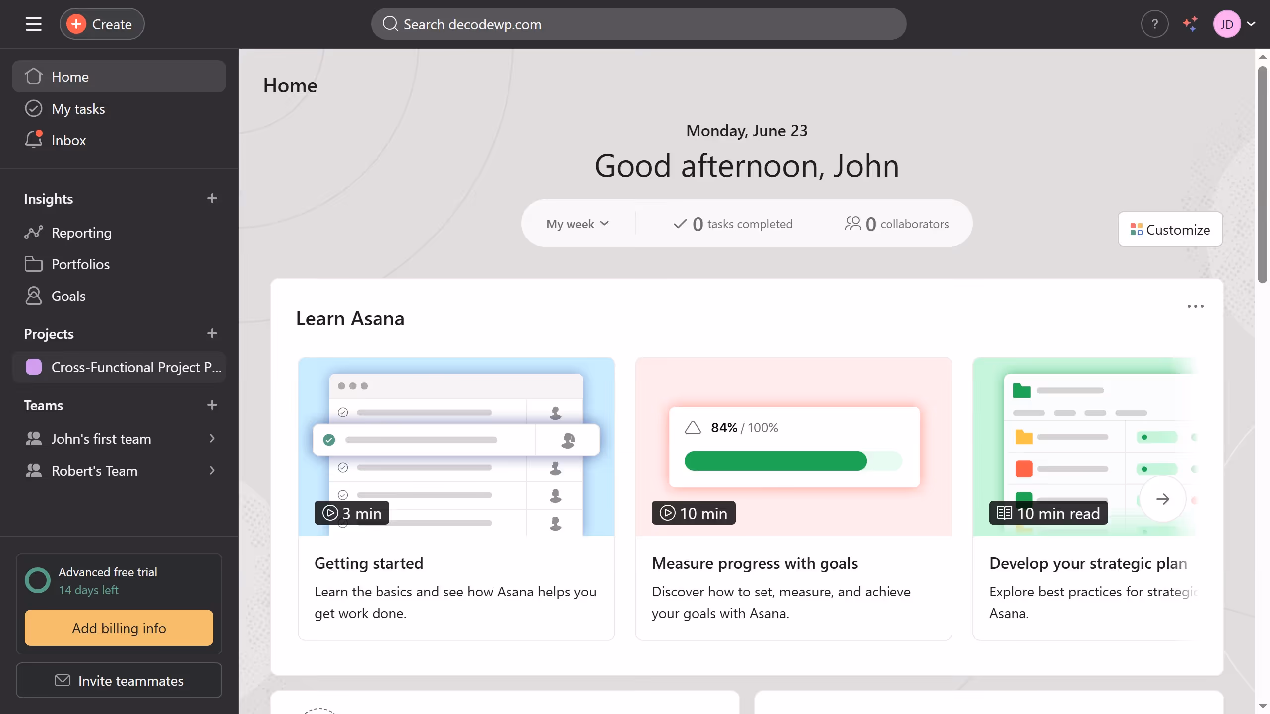How to delete a project in Asana