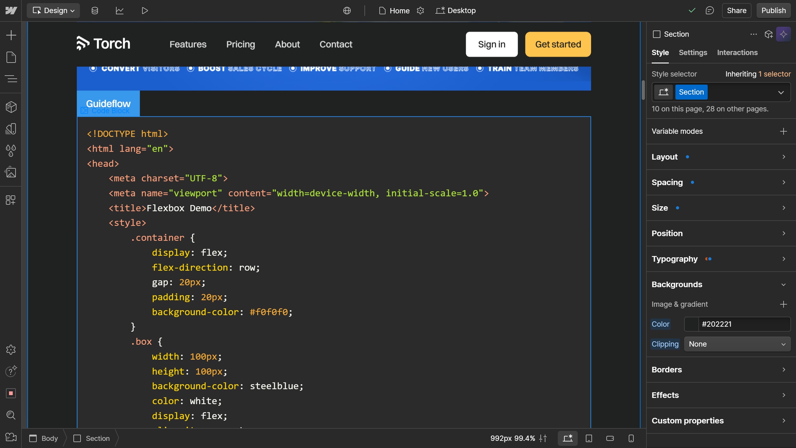 How to edit a code block in Webflow