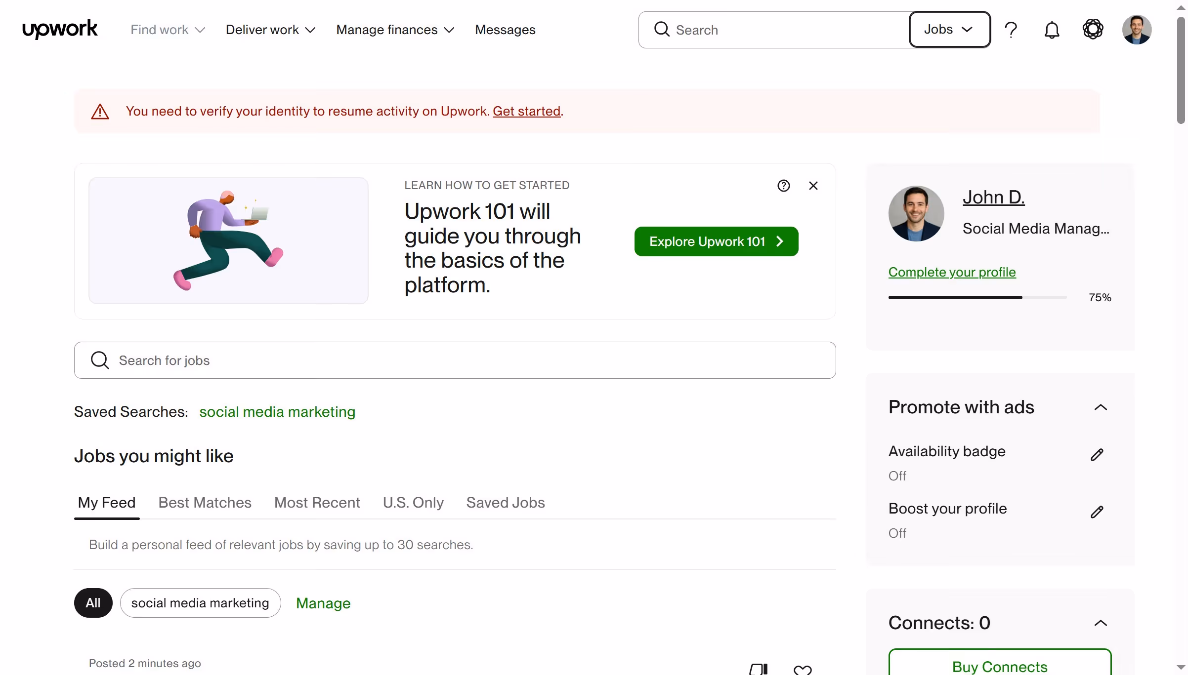 How to view in progress jobs of a freelancer in Upwork