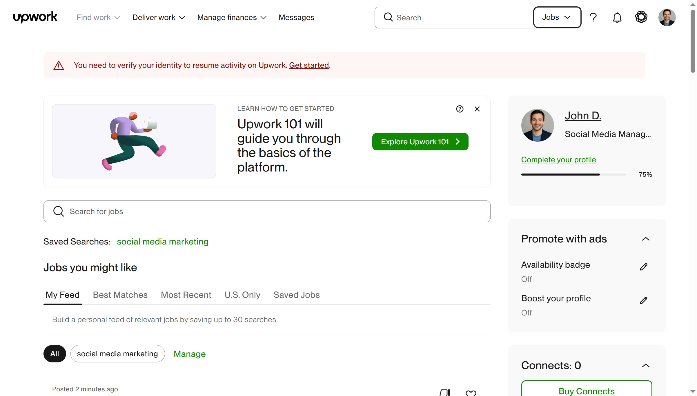 How to view in progress jobs of a freelancer in Upwork