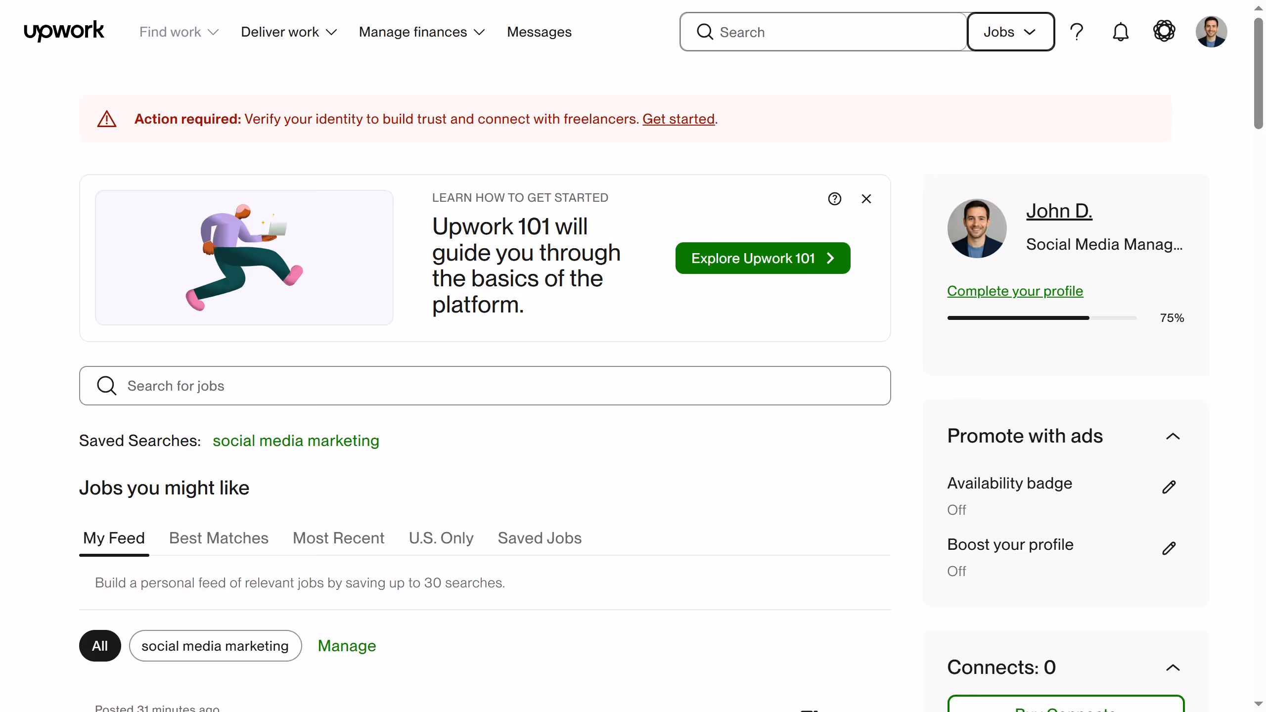 How to view projects by brand identity design on Upwork