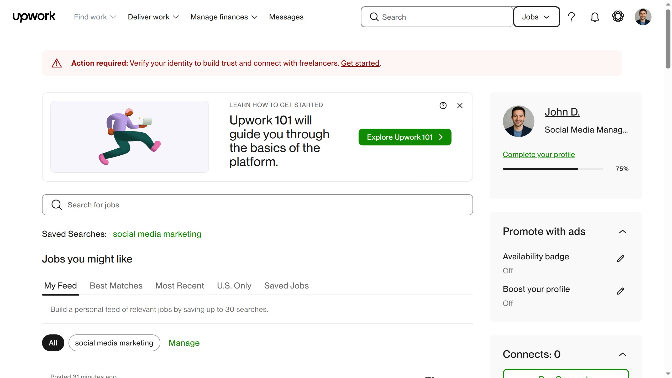 How to view projects by brand identity design on Upwork