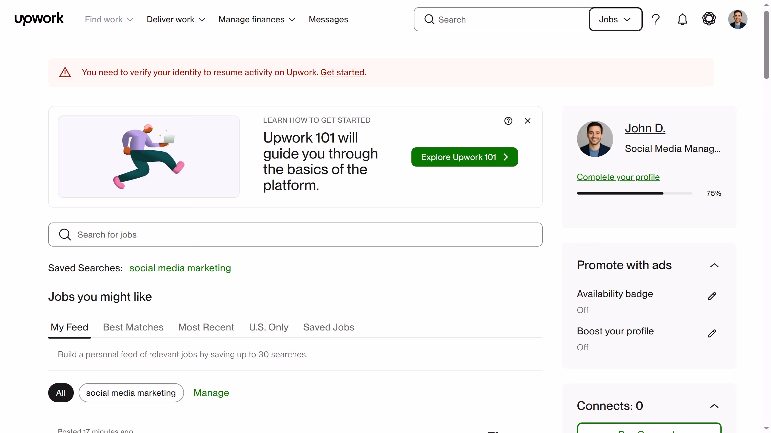 How to view projects related to animation and motion graphics on Upwork