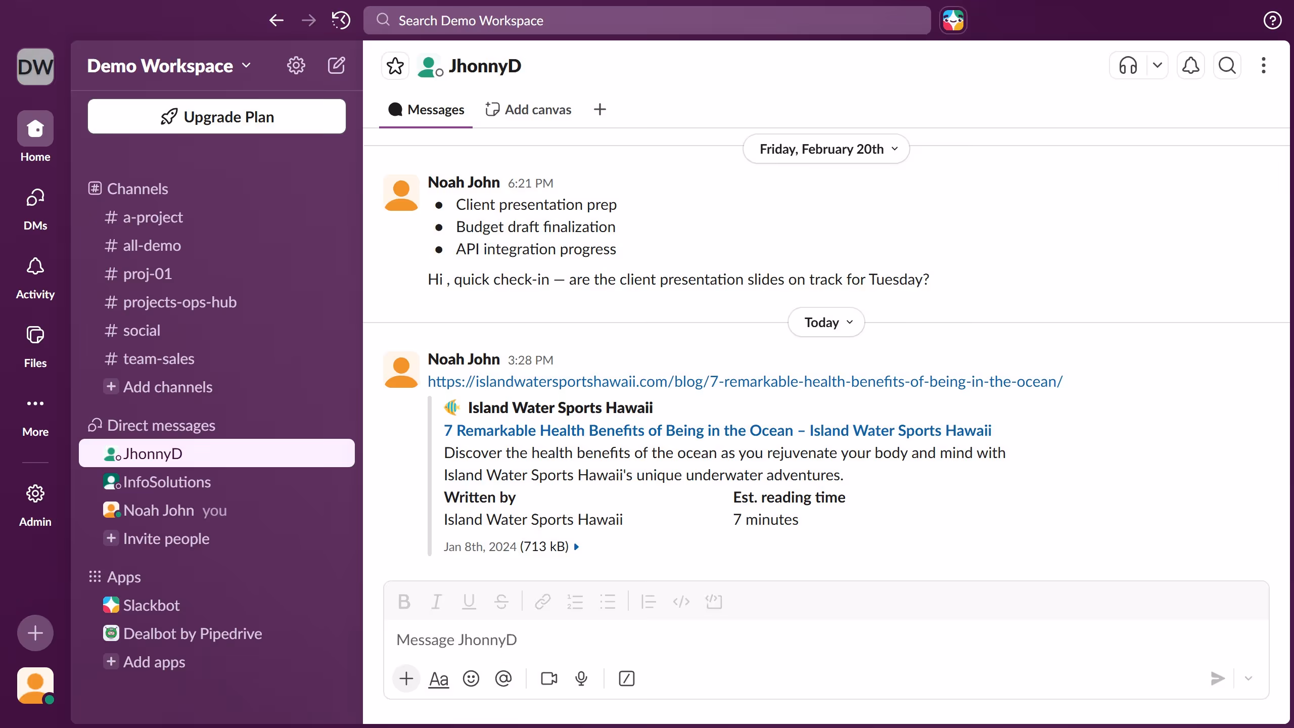 How to enable link previews in Slack