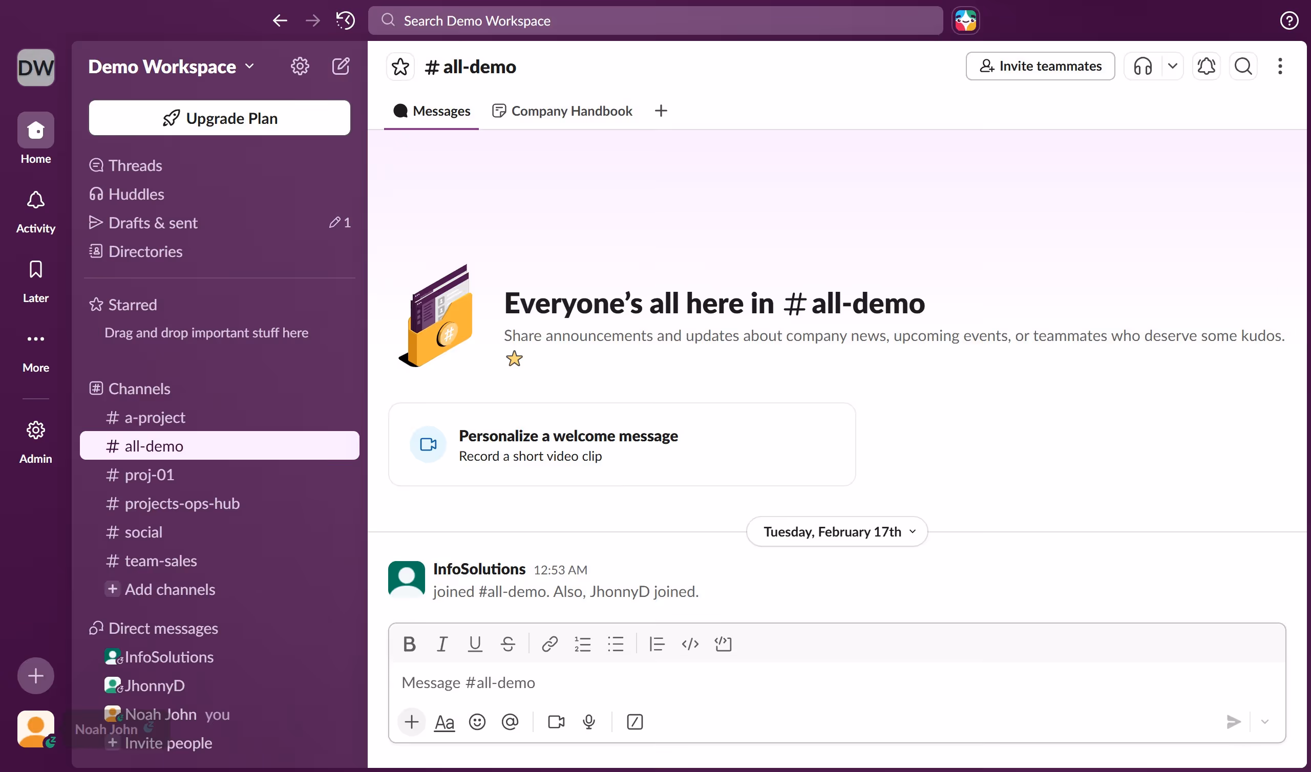 How to manage tabs to show in navigation bar in Slack