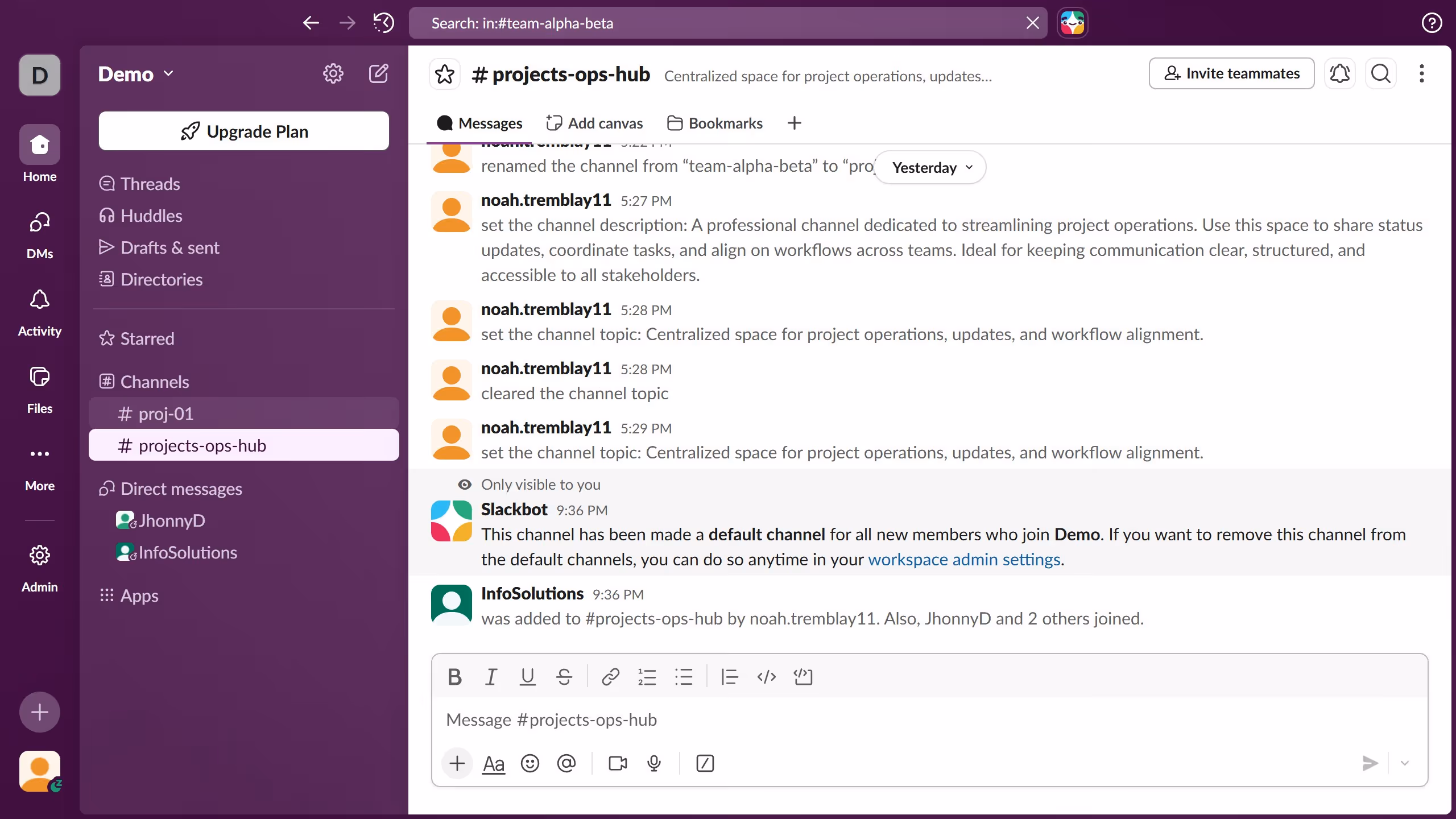 How to hide a tab in a channel in Slack
