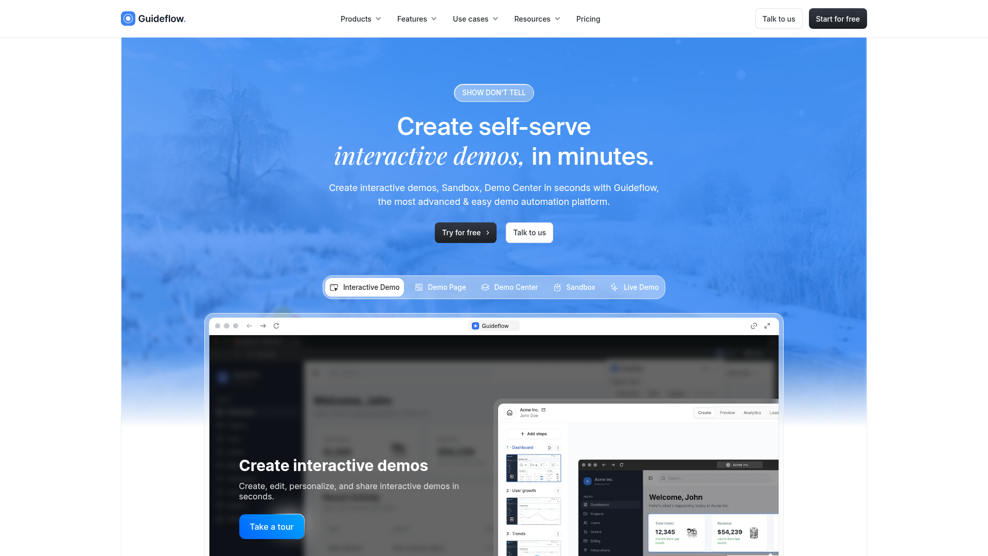 Guideflow interactive demo builder - user research tool for product experience testing