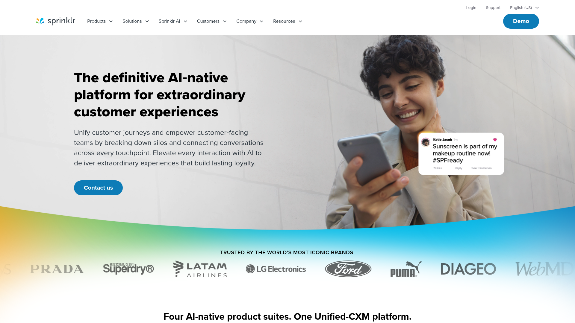 Sprinklr Insights homepage
