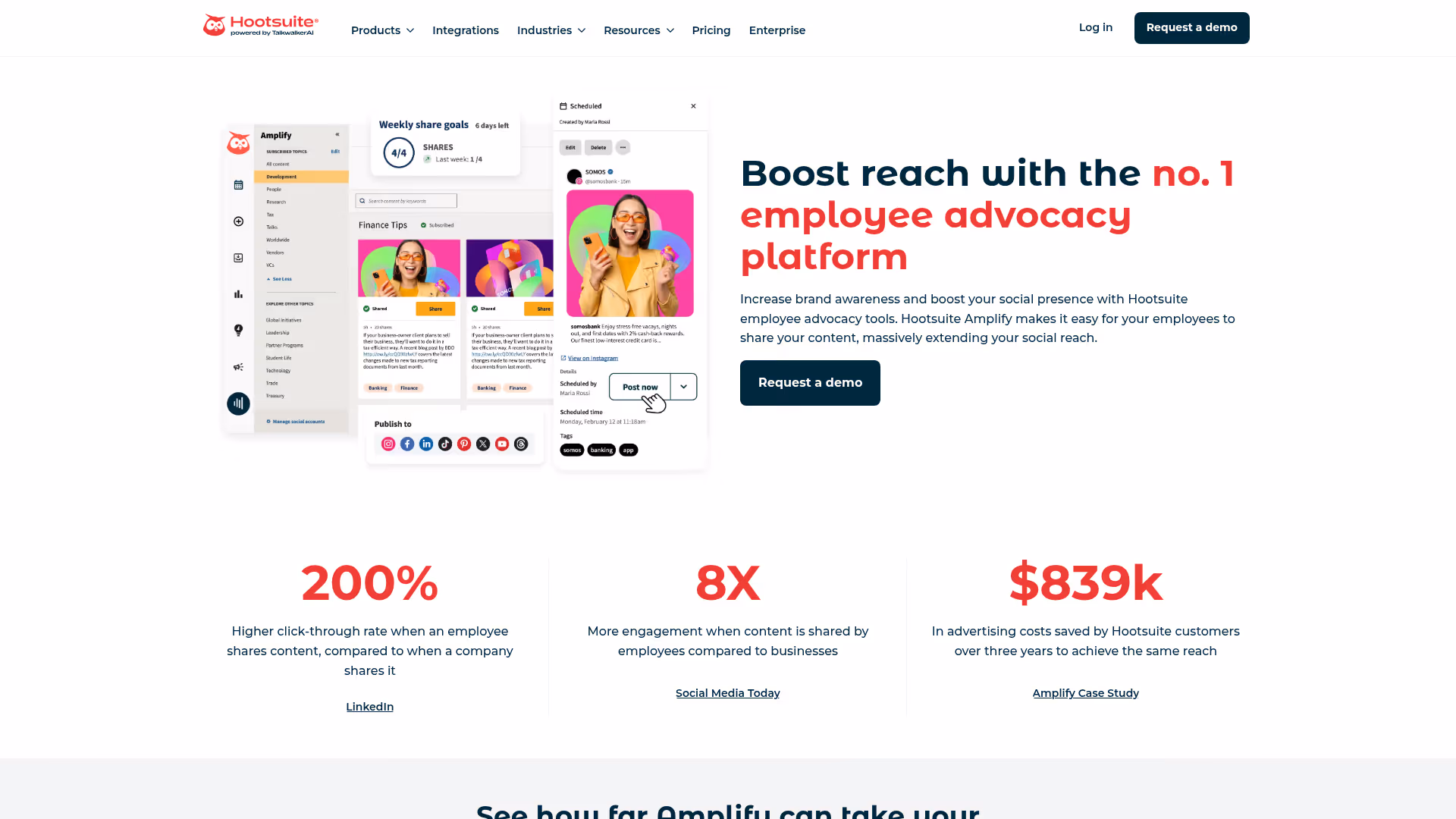 Hootsuite Amplify homepage