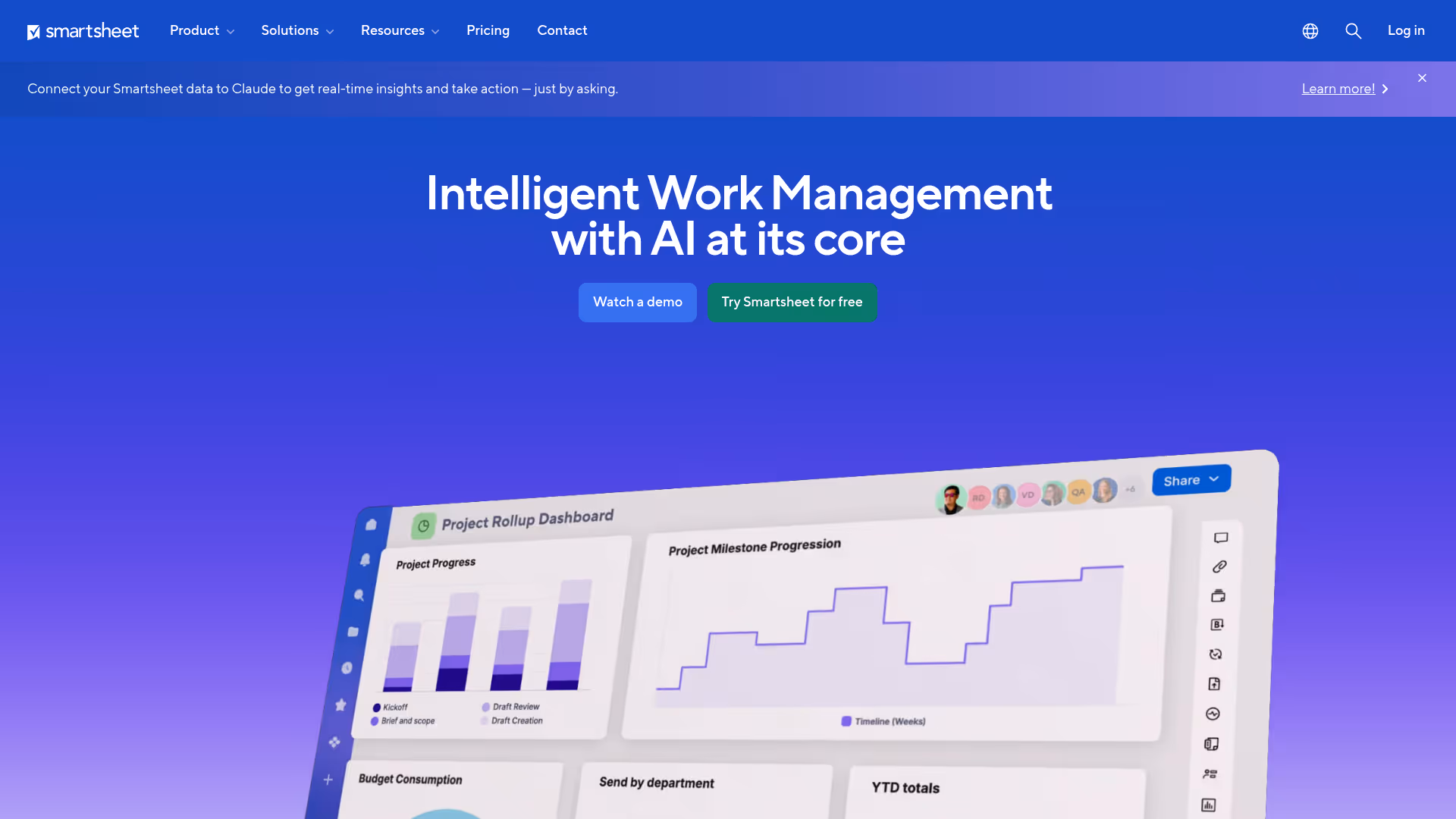 Smartsheet homepage