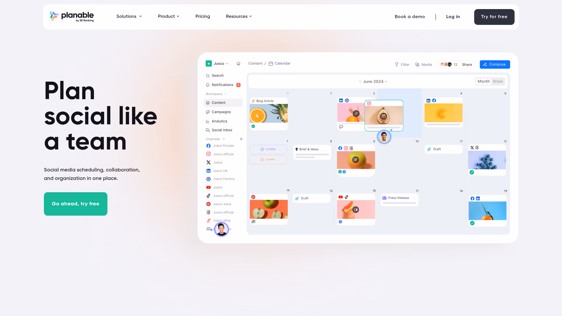 Planable homepage