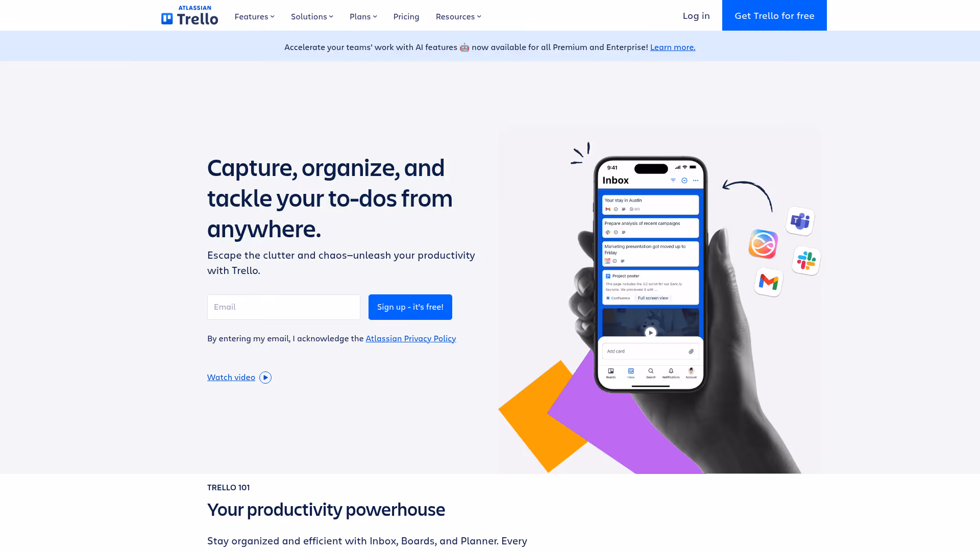Trello homepage