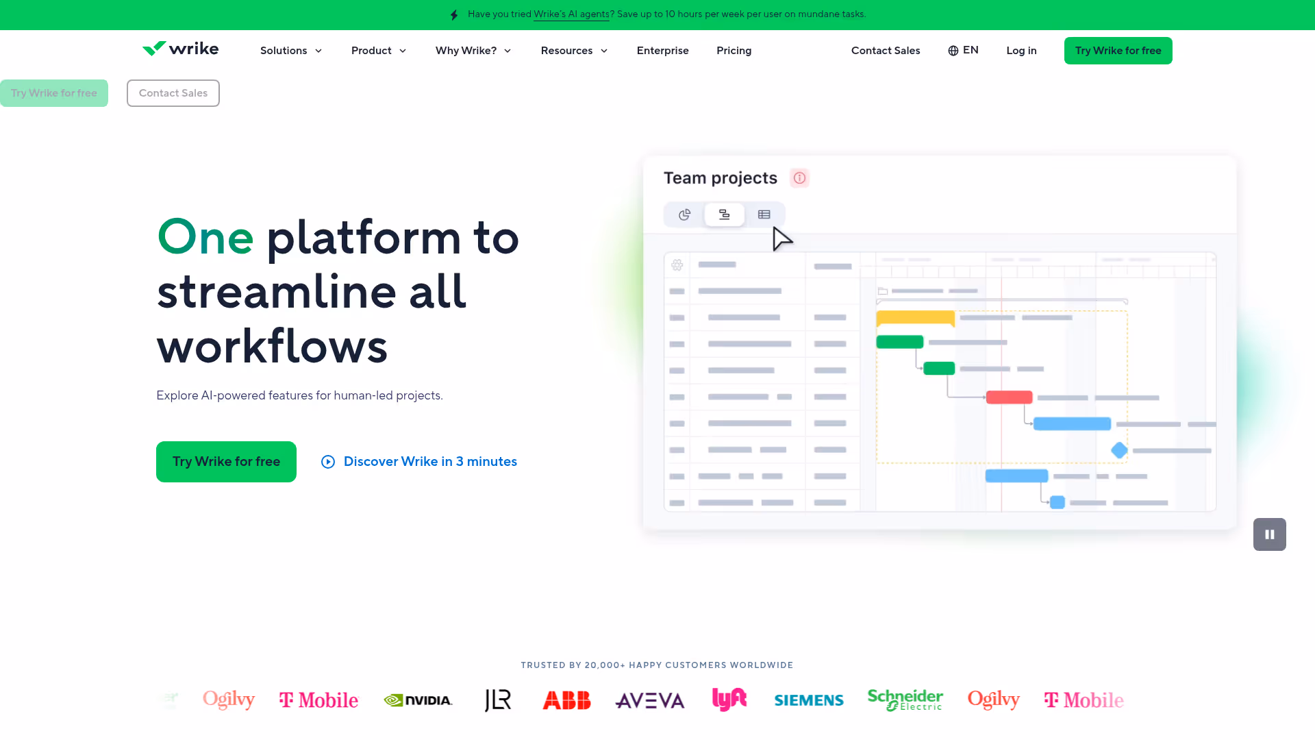 Wrike homepage