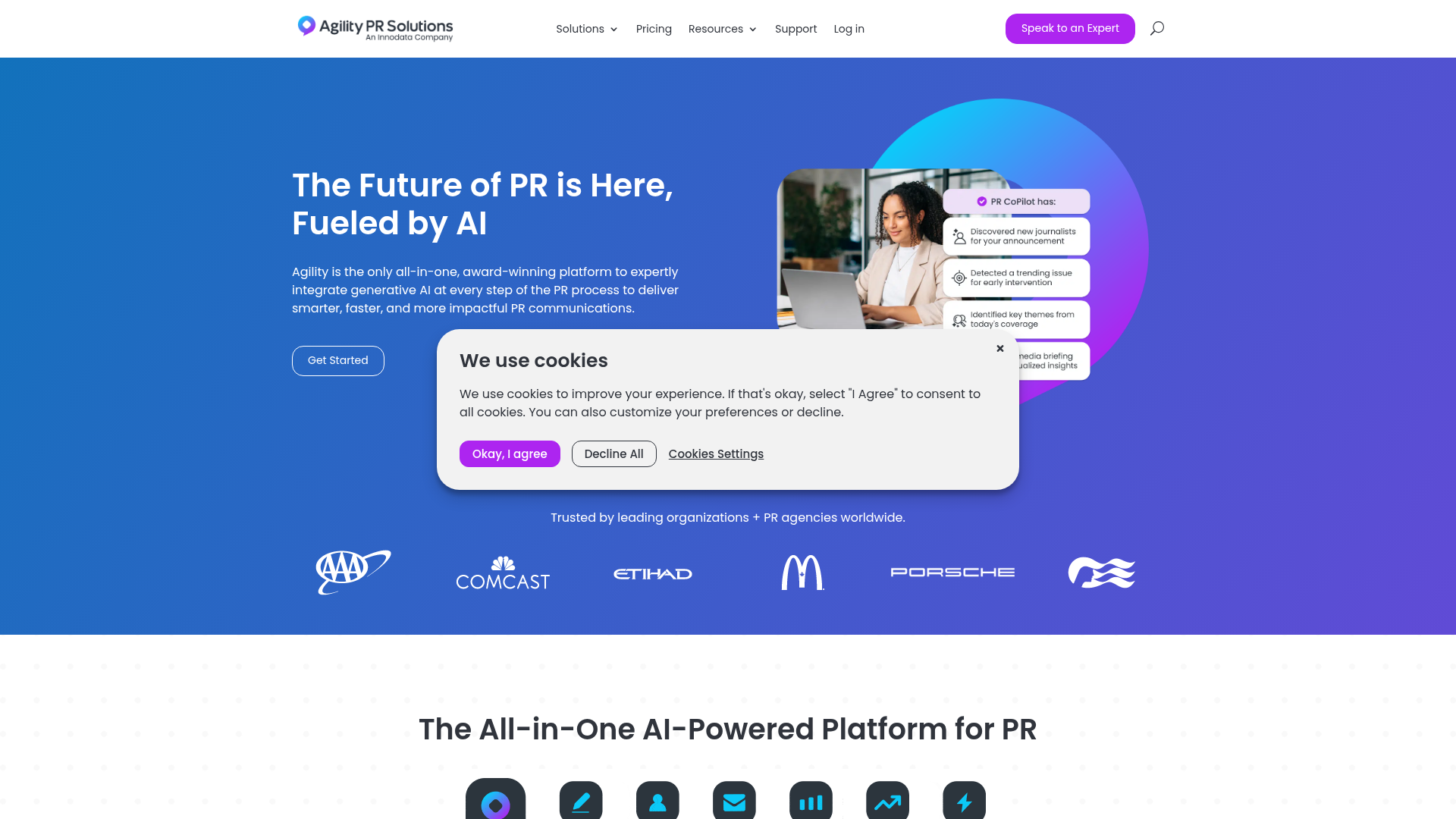 Agility PR Solutions homepage