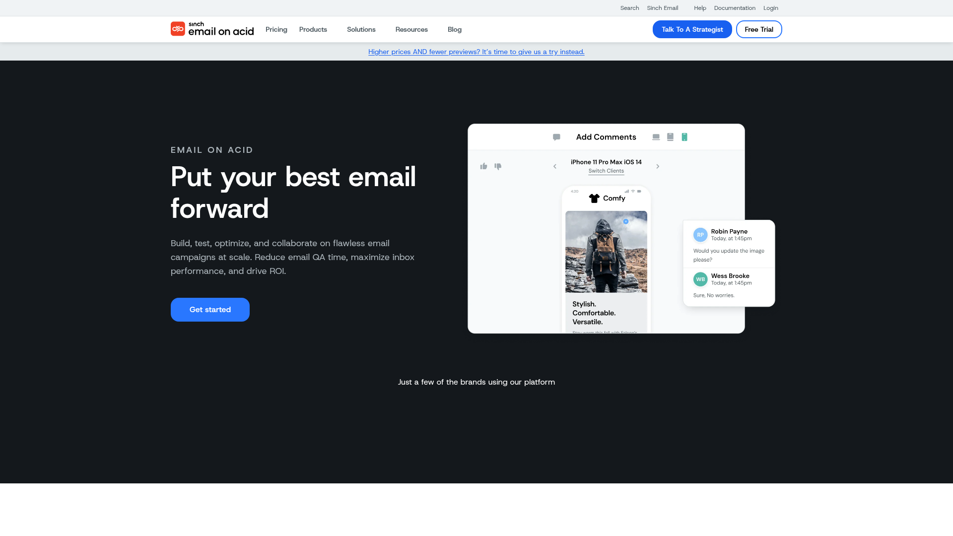 Email on Acid homepage