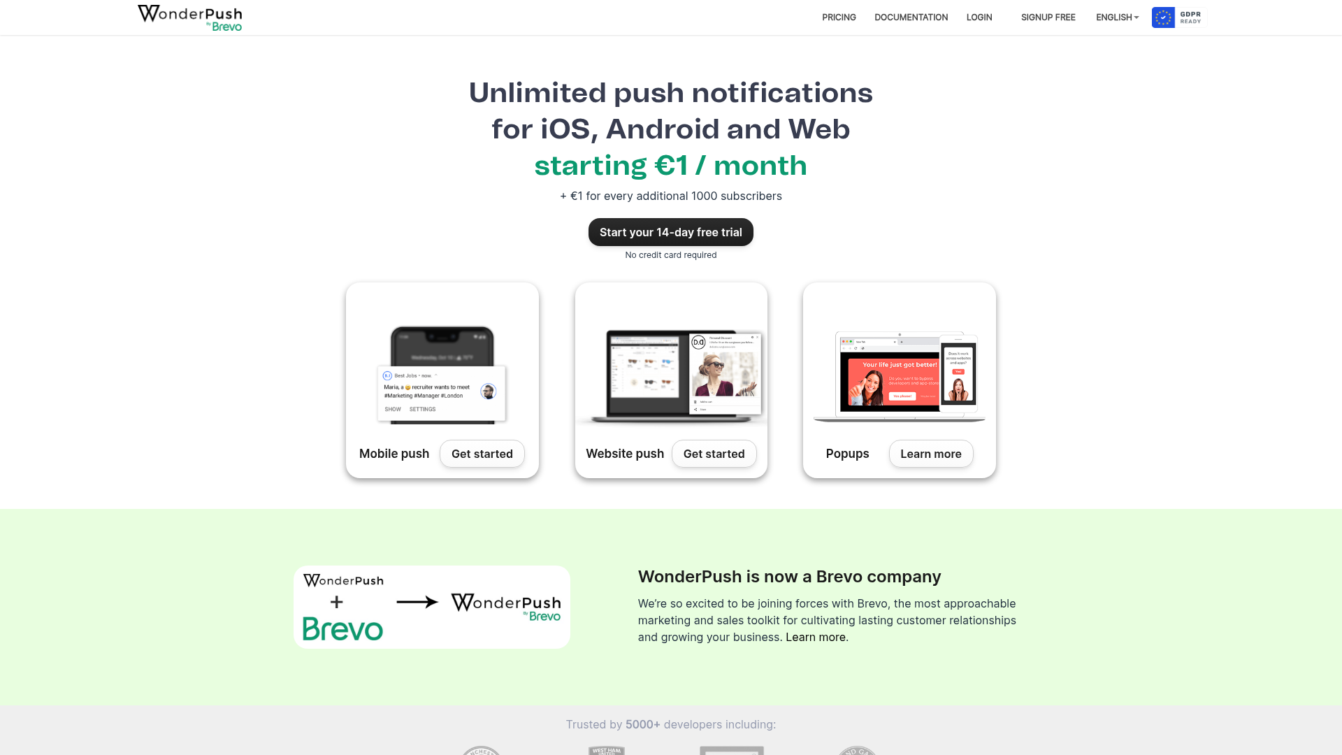 WonderPush homepage