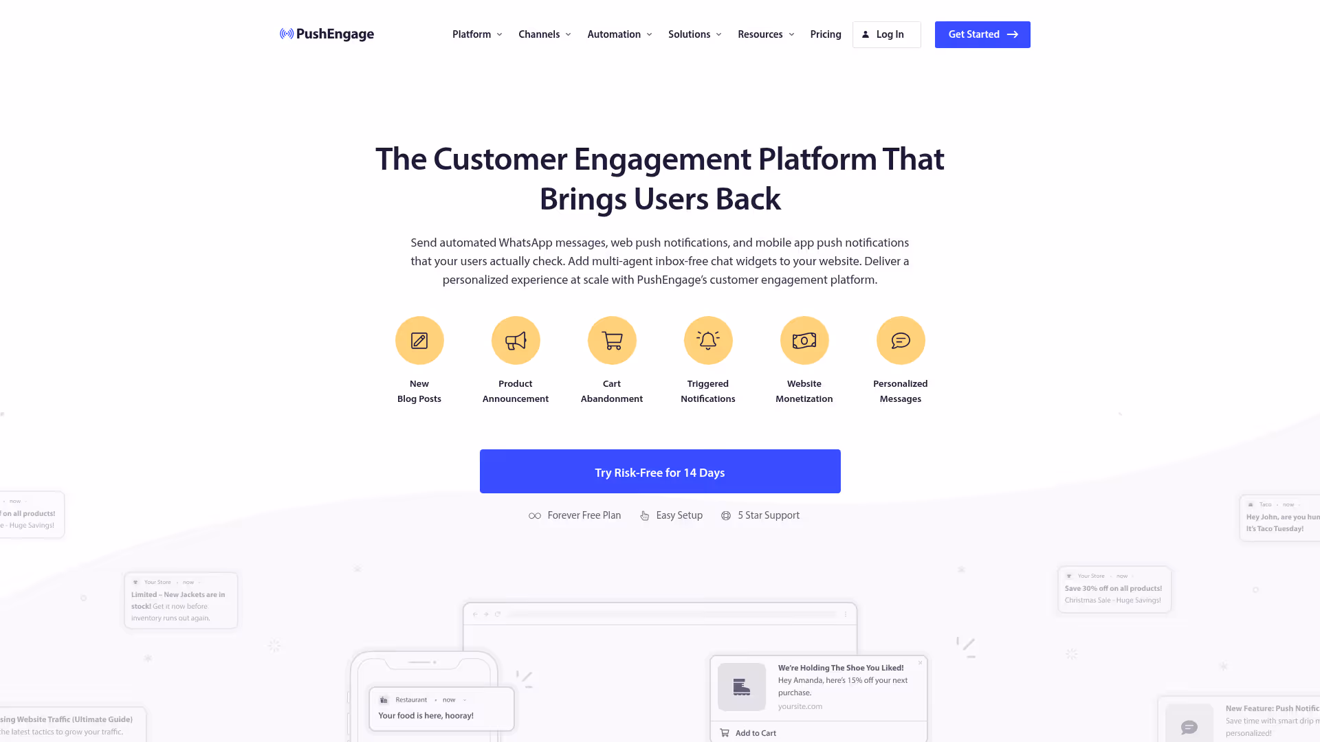 PushEngage homepage