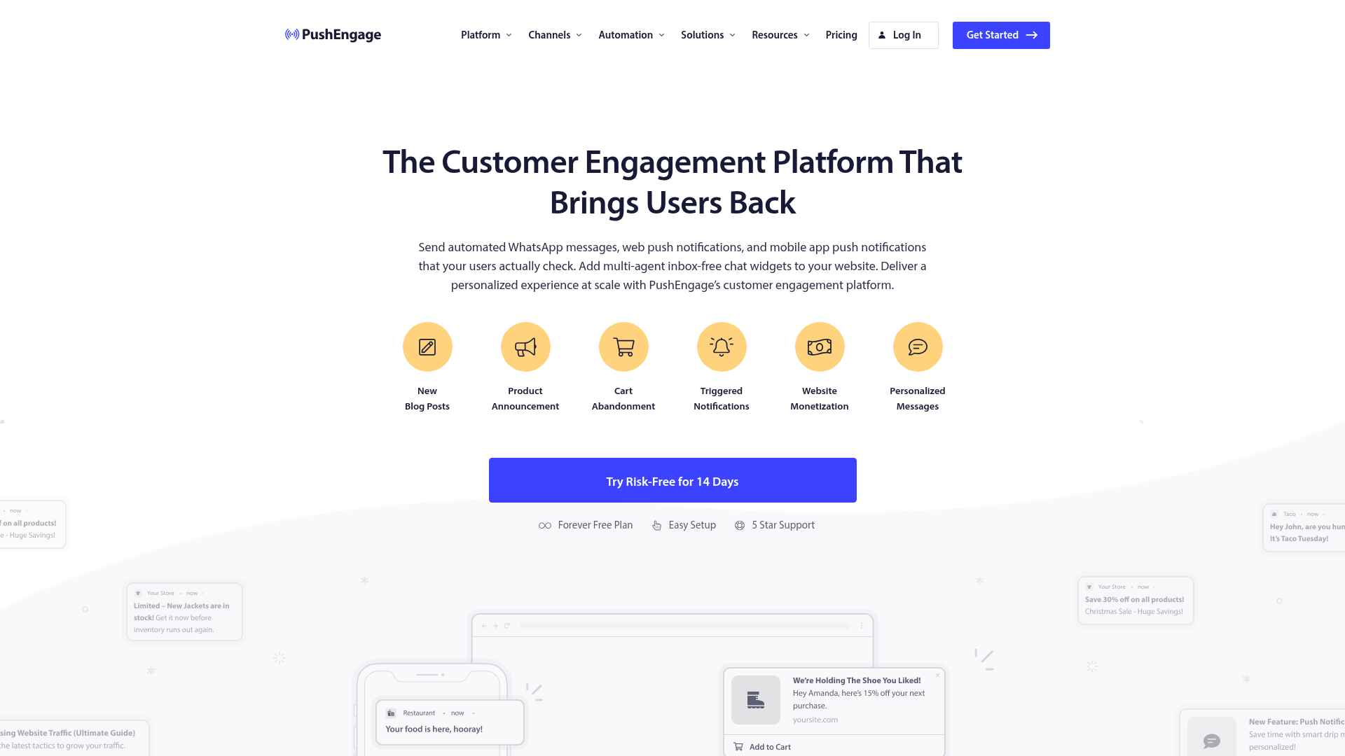 PushEngage homepage
