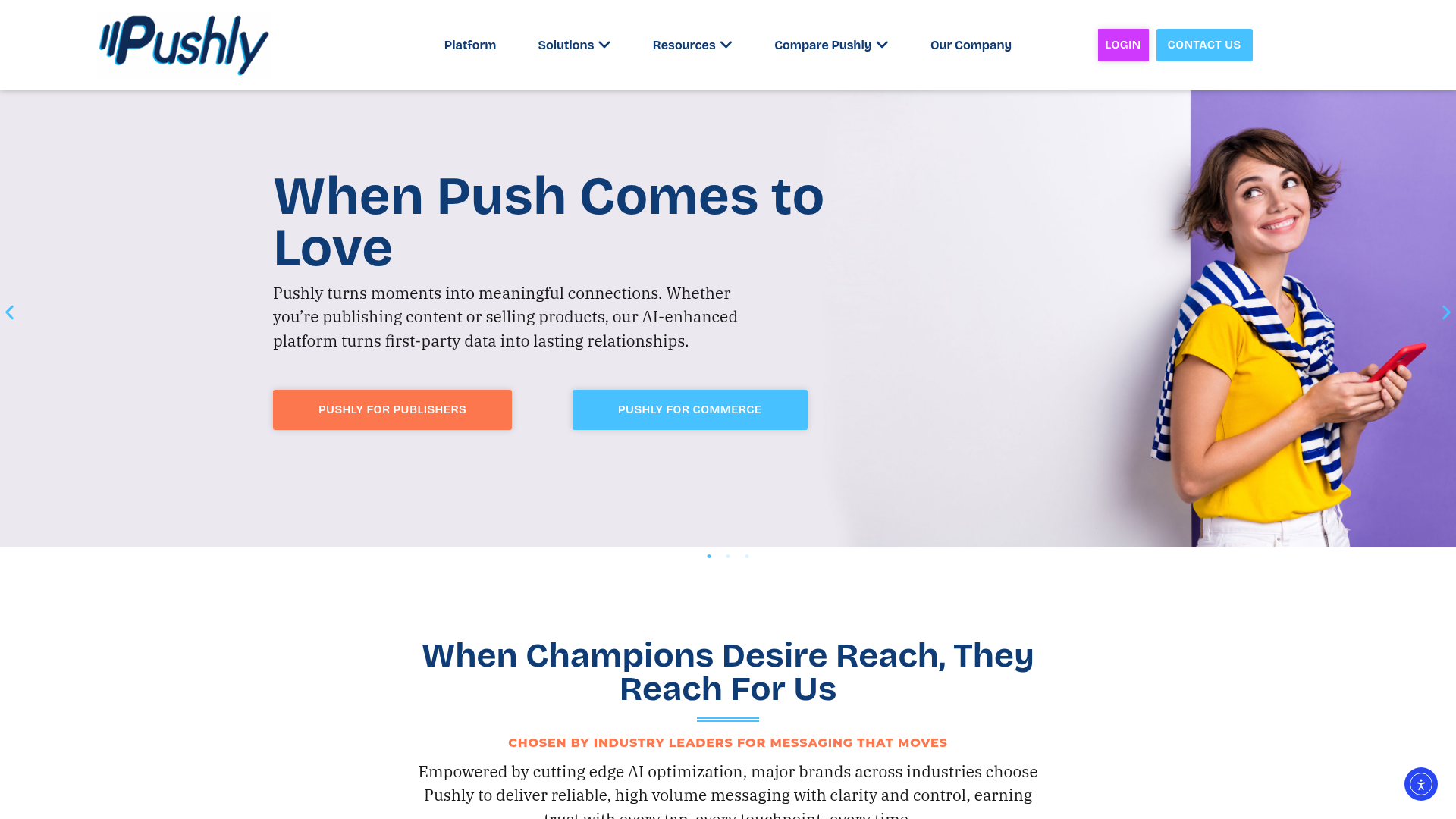 Pushly homepage