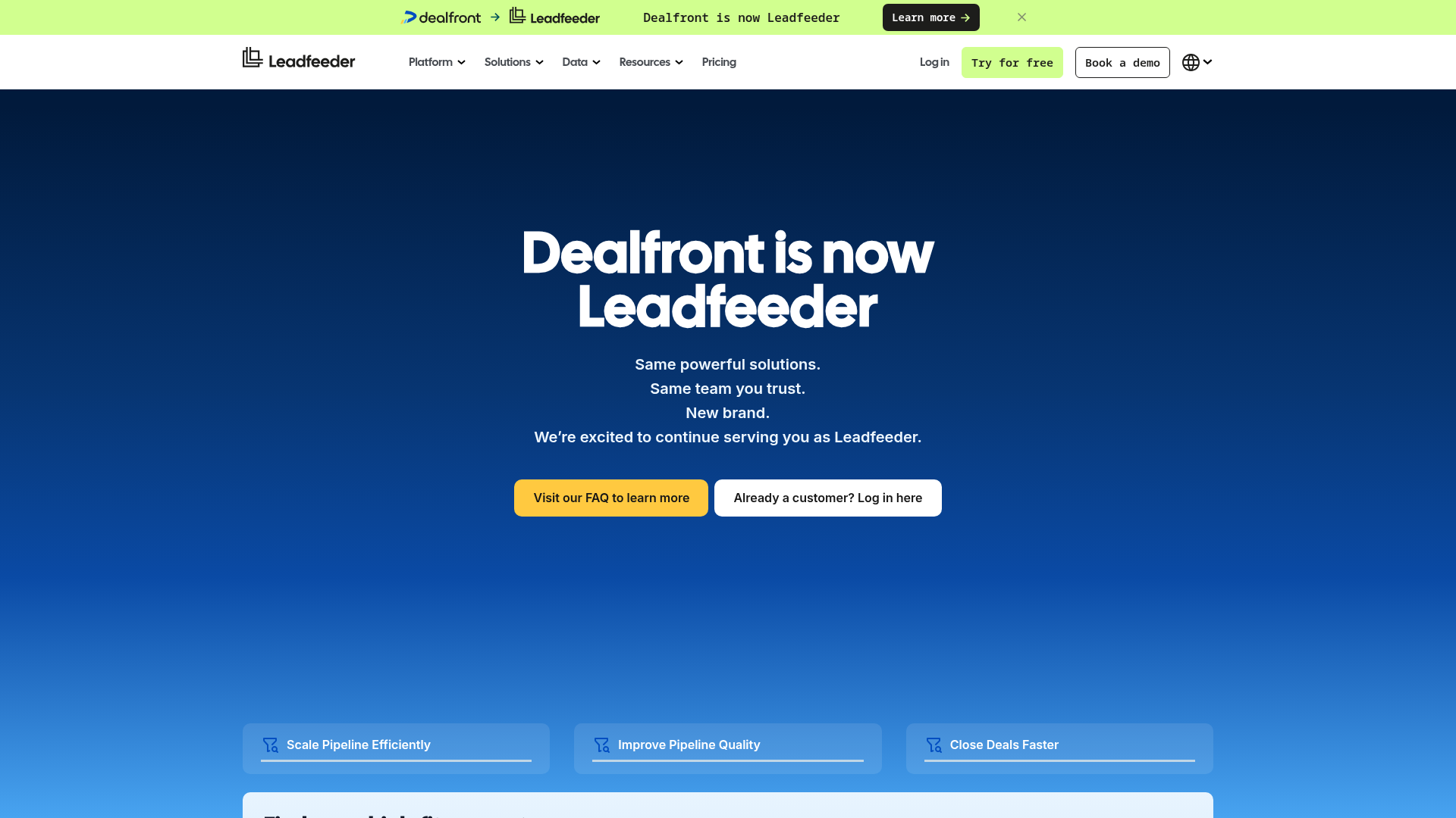 Dealfront homepage