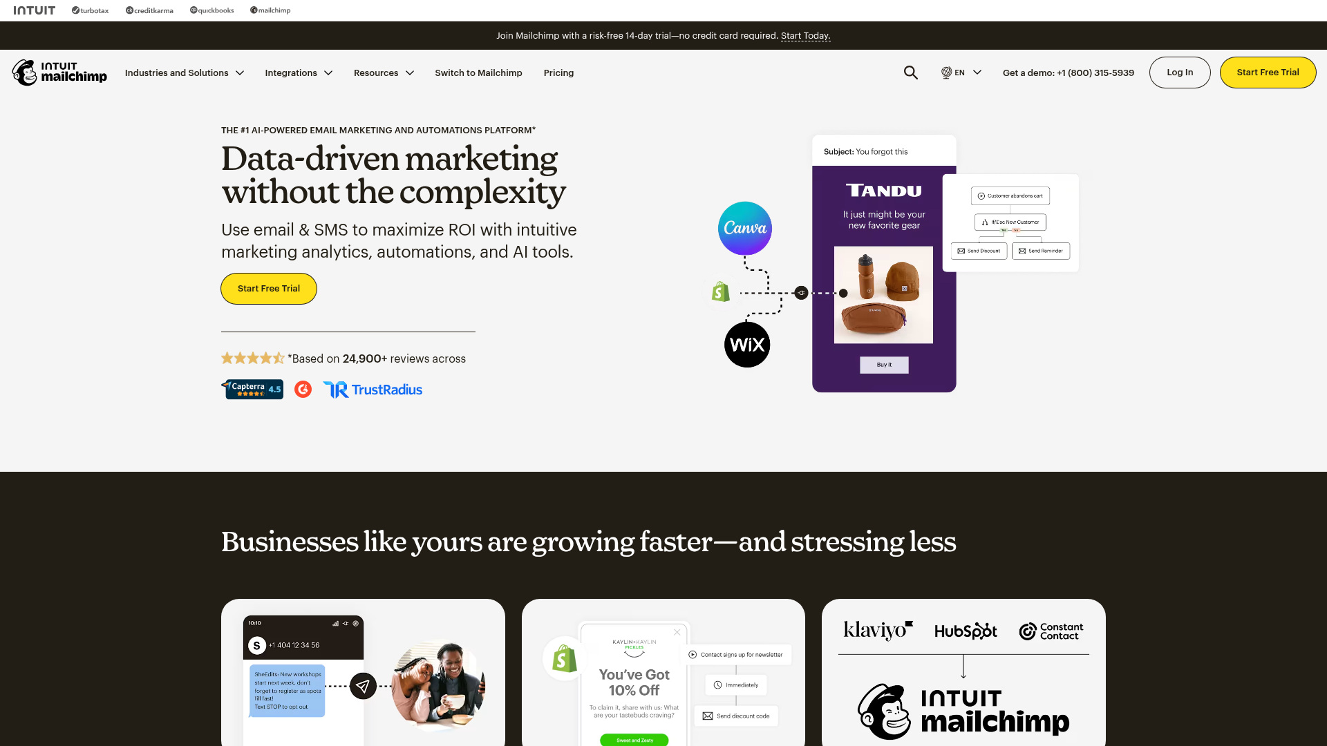 Mailchimp homepage
