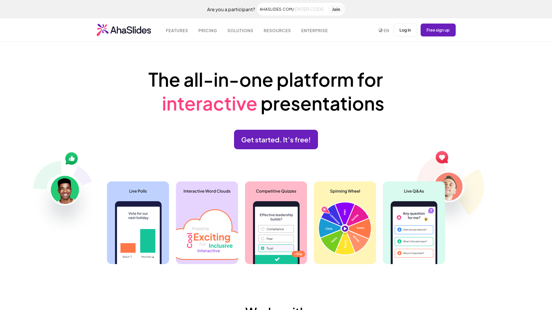 AhaSlides homepage