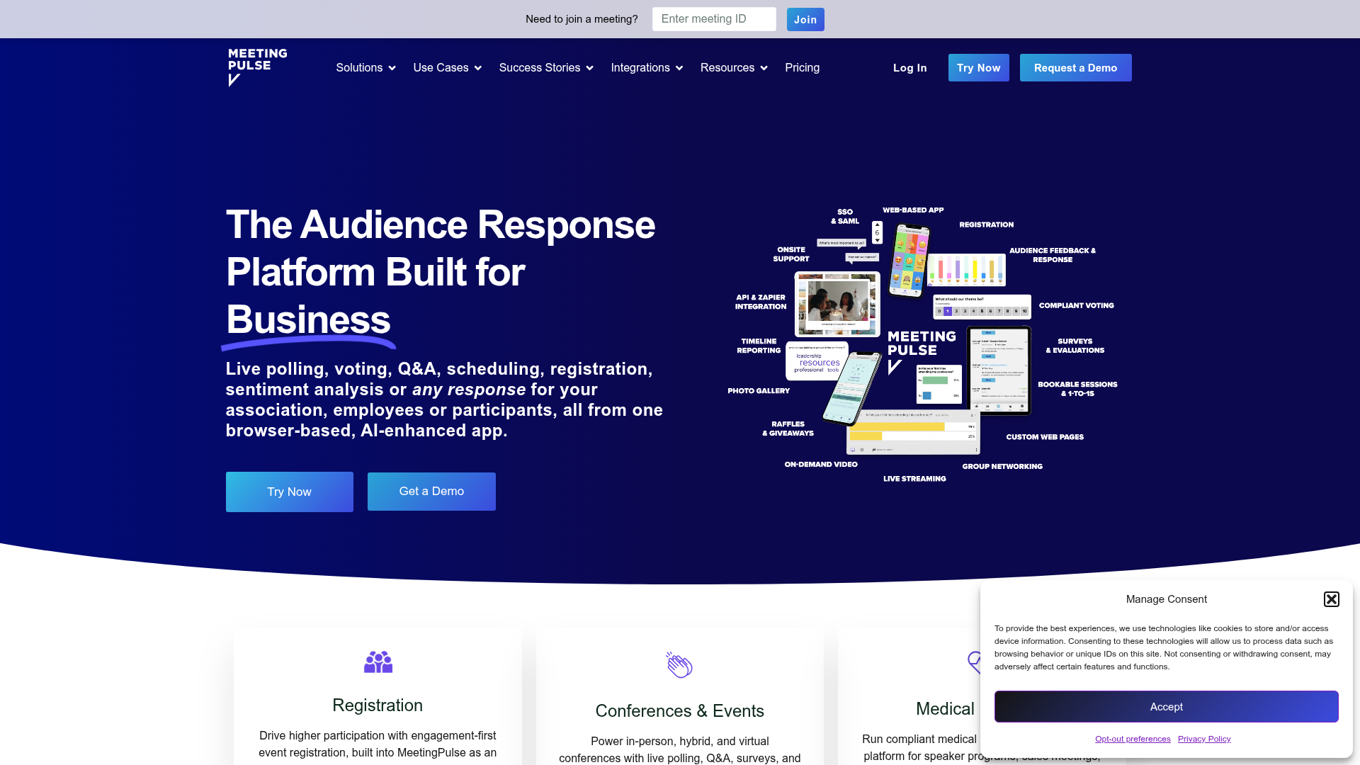 MeetingPulse homepage