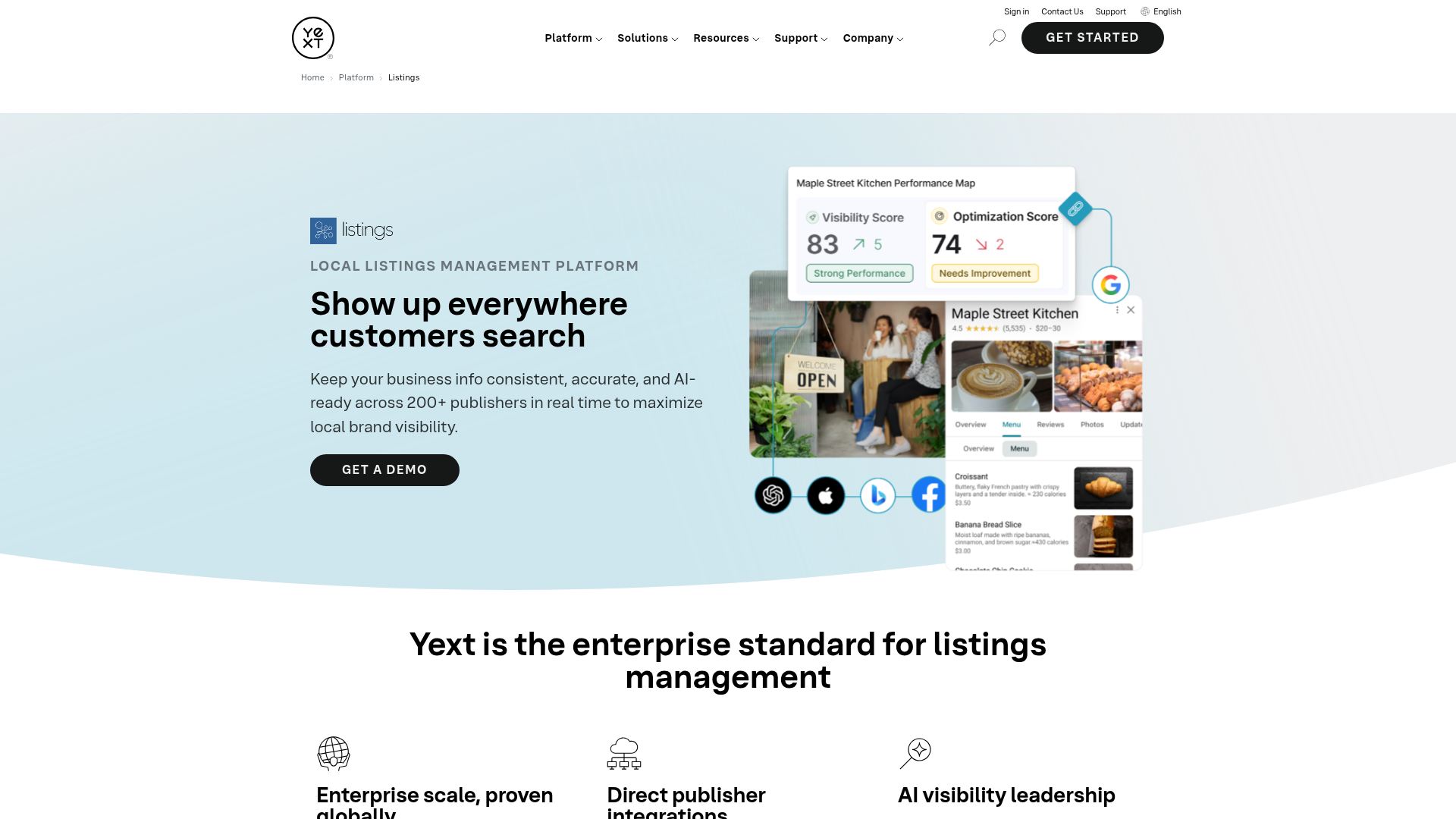 Yext homepage