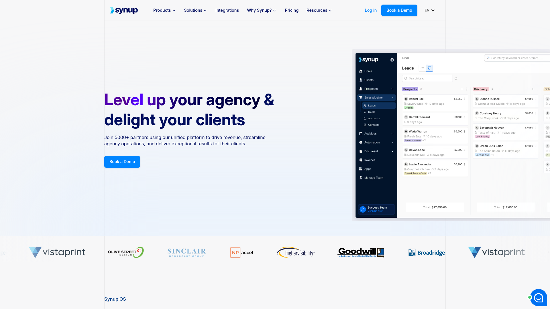 Synup homepage