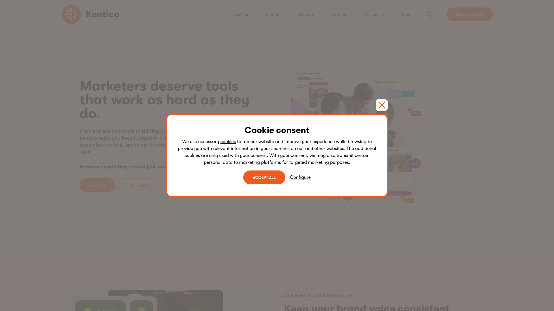 Kentico Xperience homepage