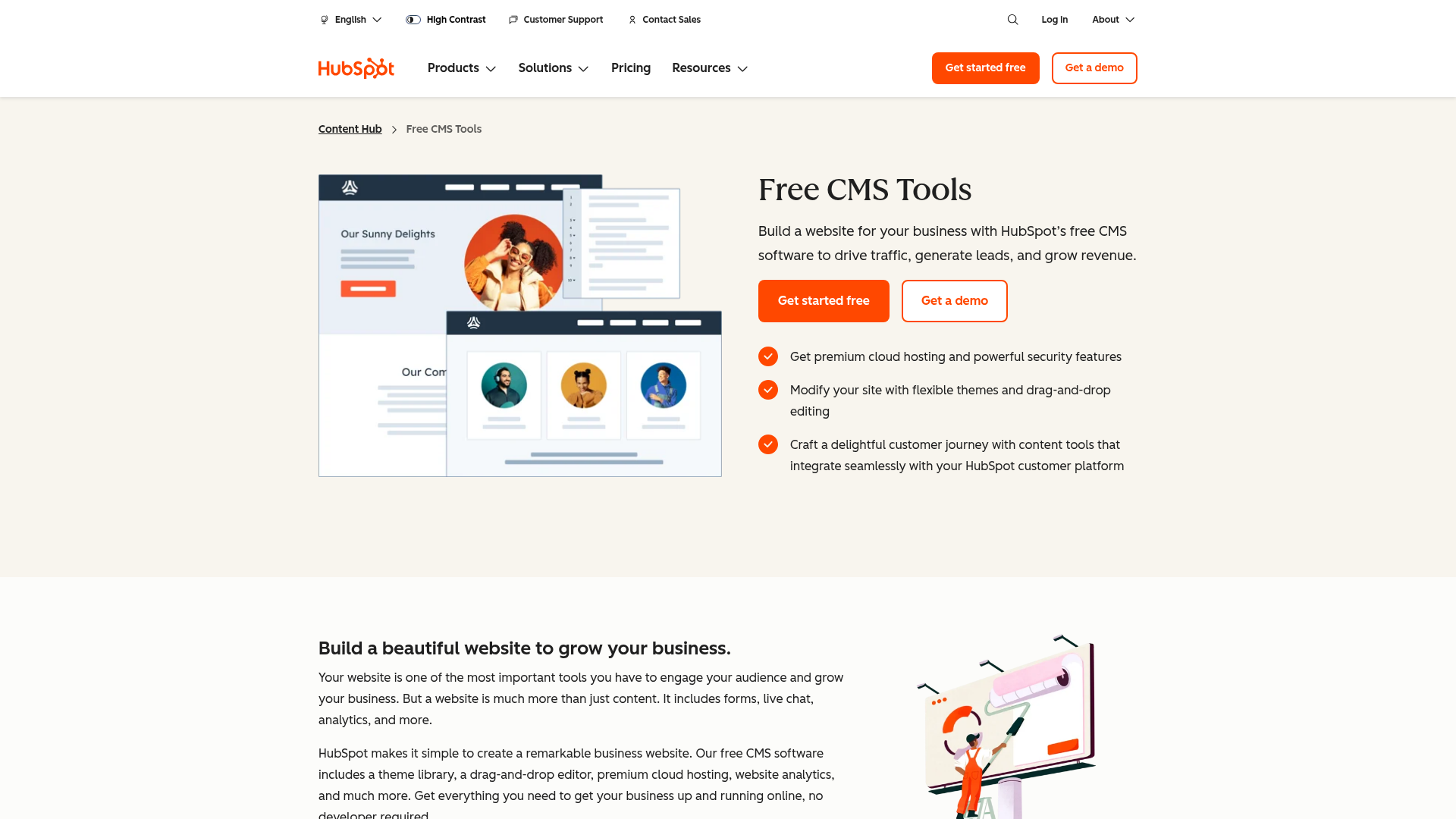HubSpot CMS Hub homepage