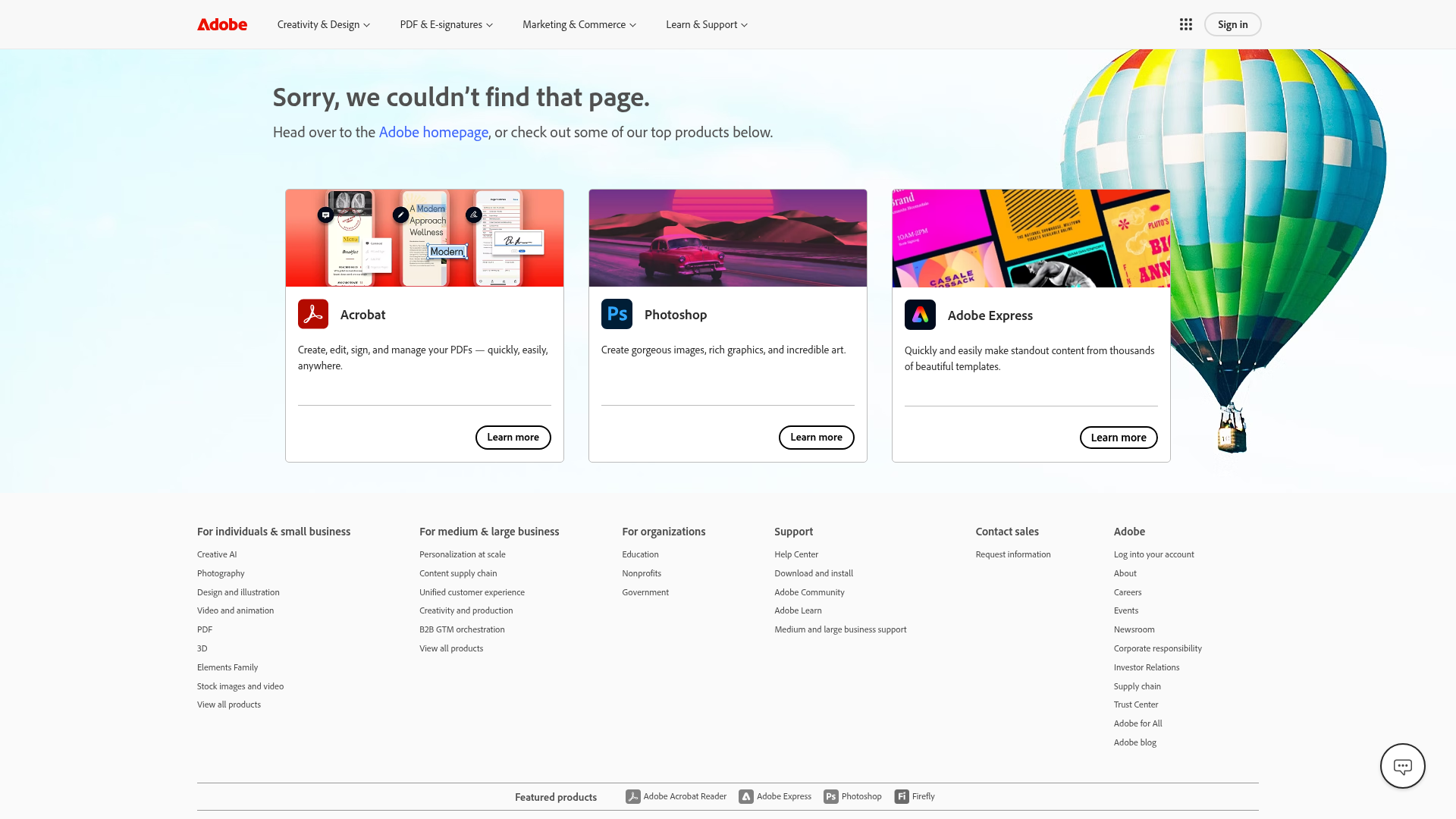 Adobe Experience Manager homepage