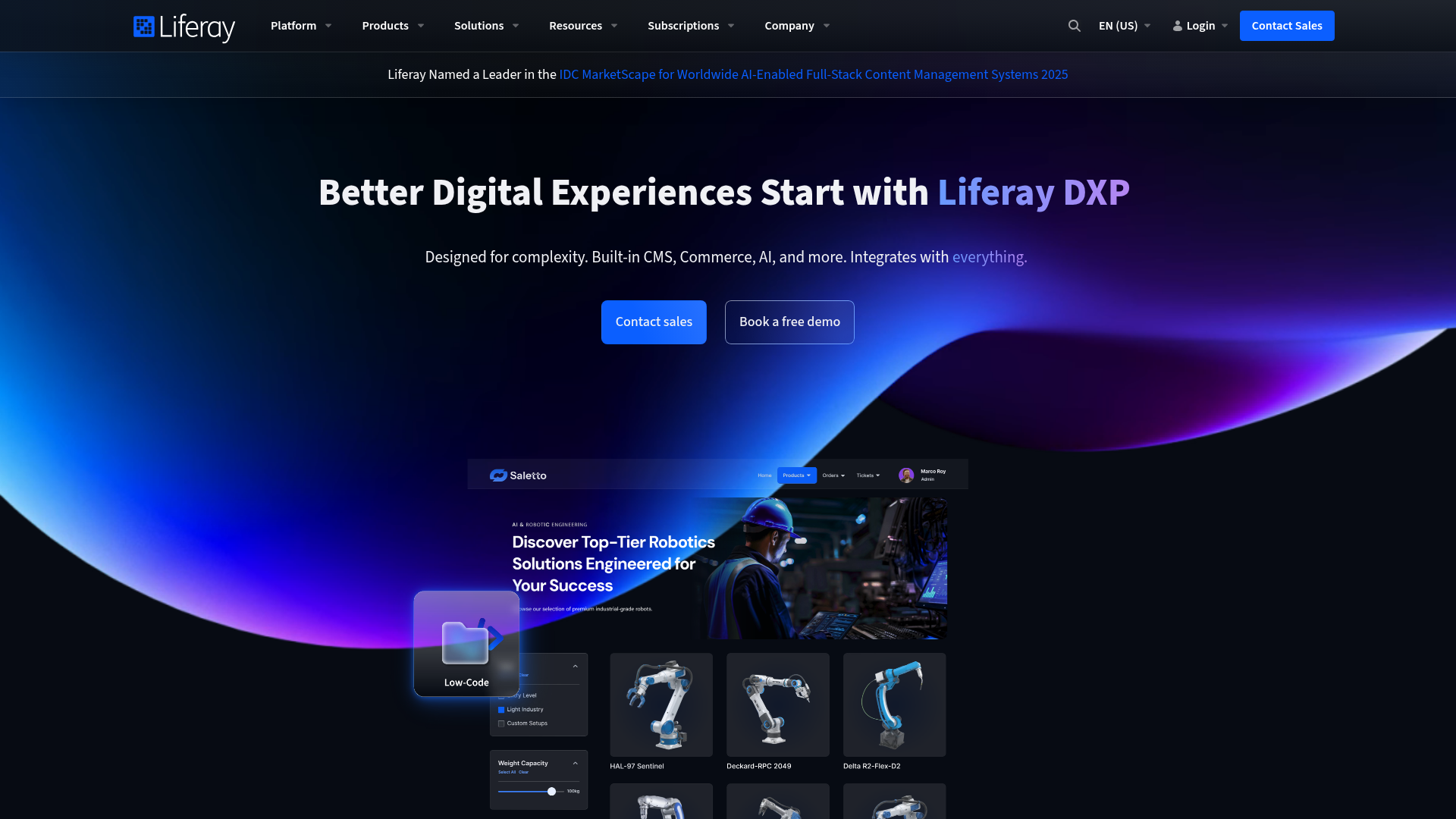 Liferay DXP homepage