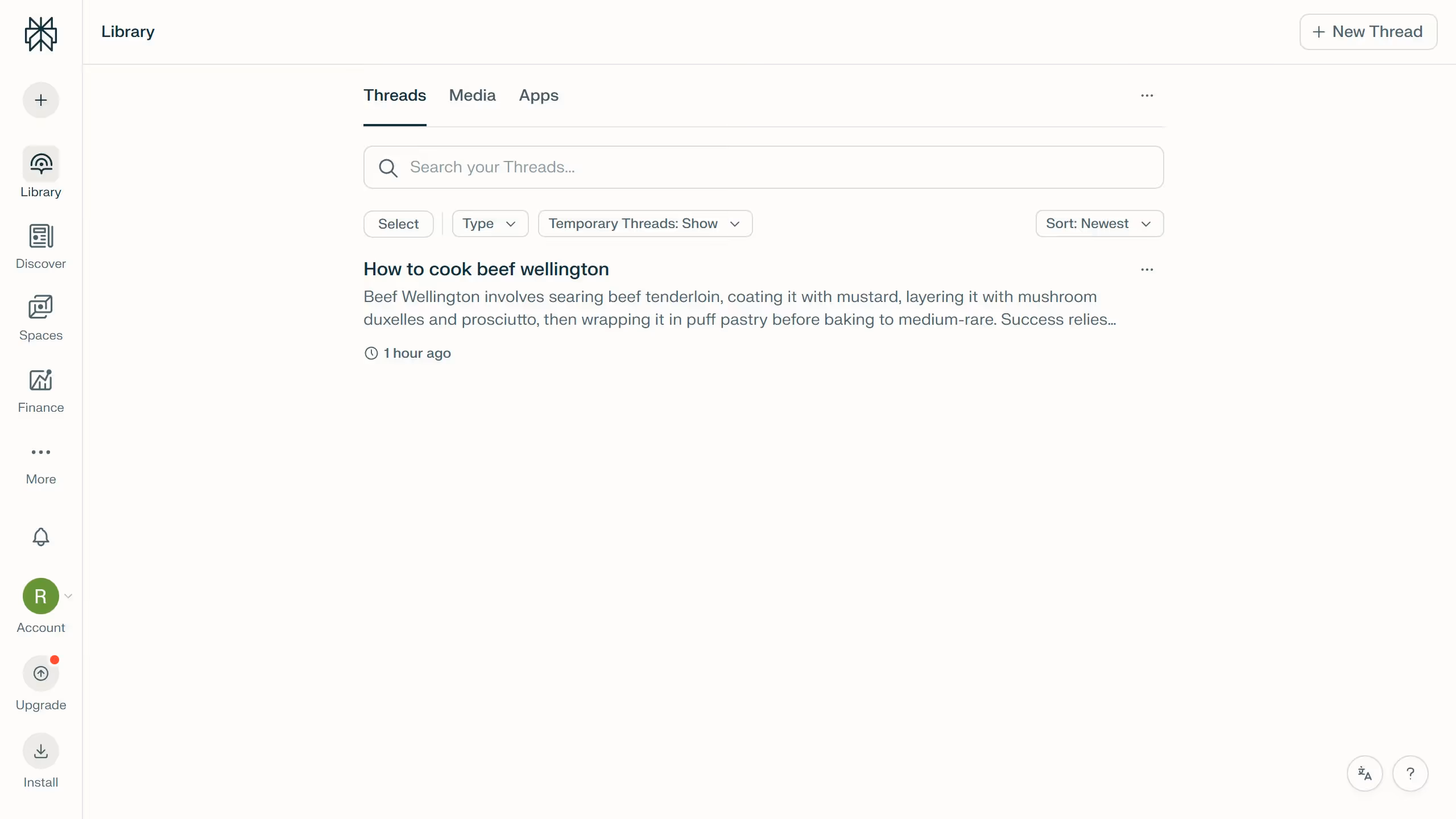 How to add a thread to a space in Perplexity