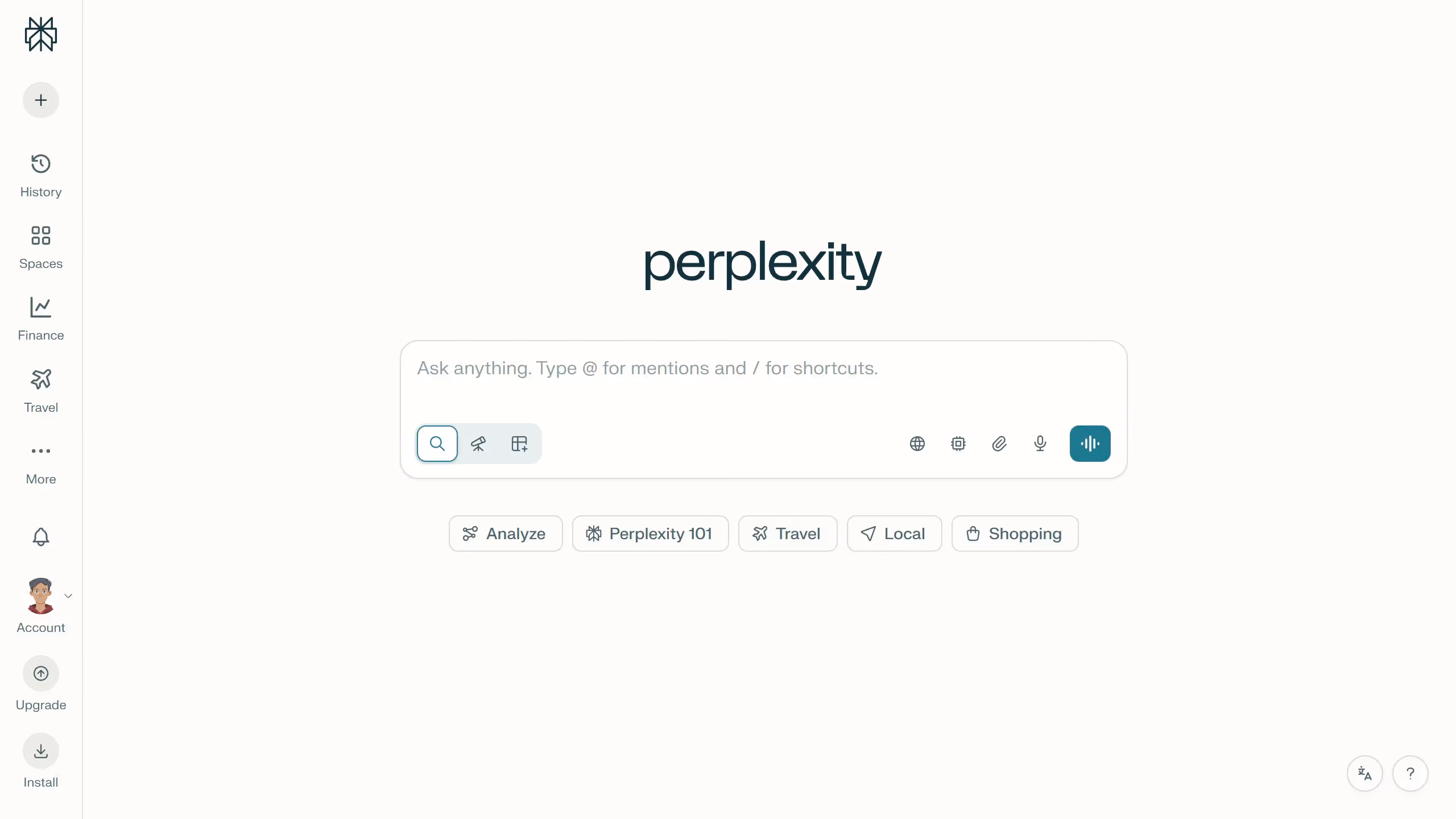 How to hide Spaces in the sidebar in Perplexity