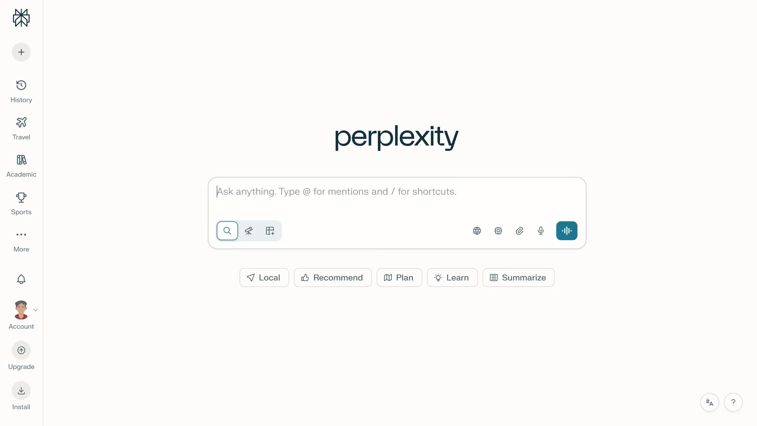 How to hide Travel in the sidebar in Perplexity