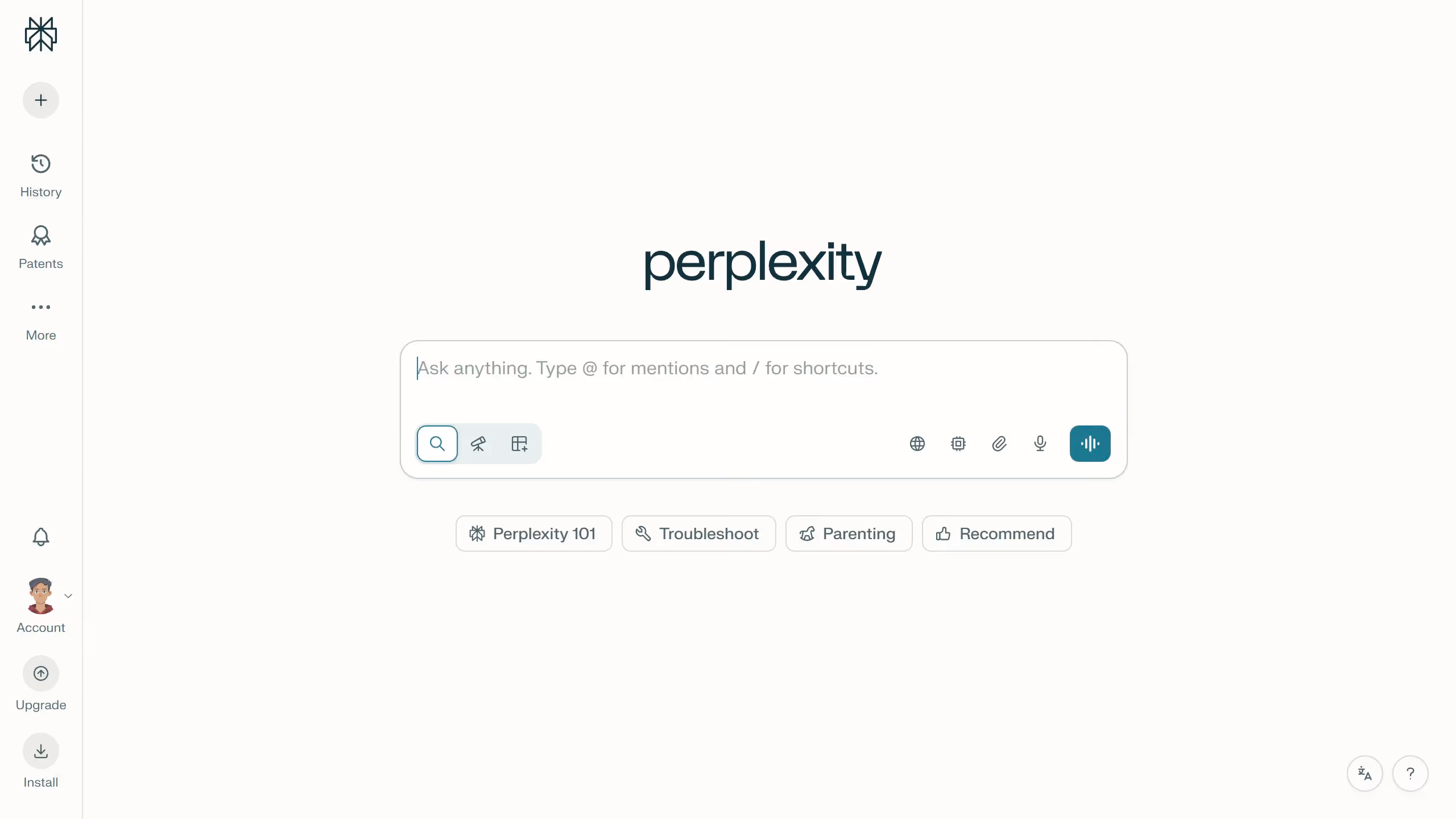 How to hide Patents in the sidebar in Perplexity