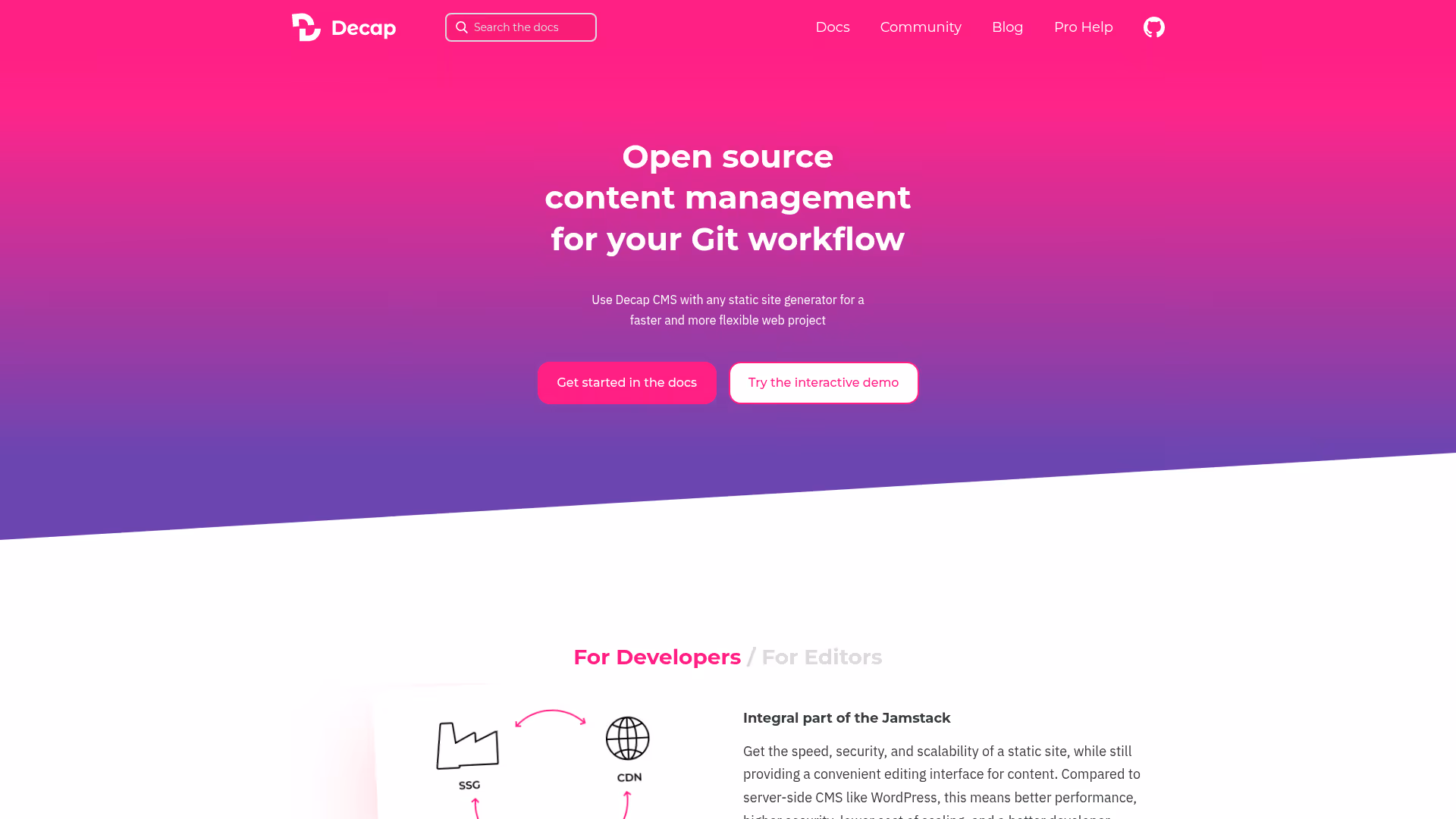 Decap CMS homepage
