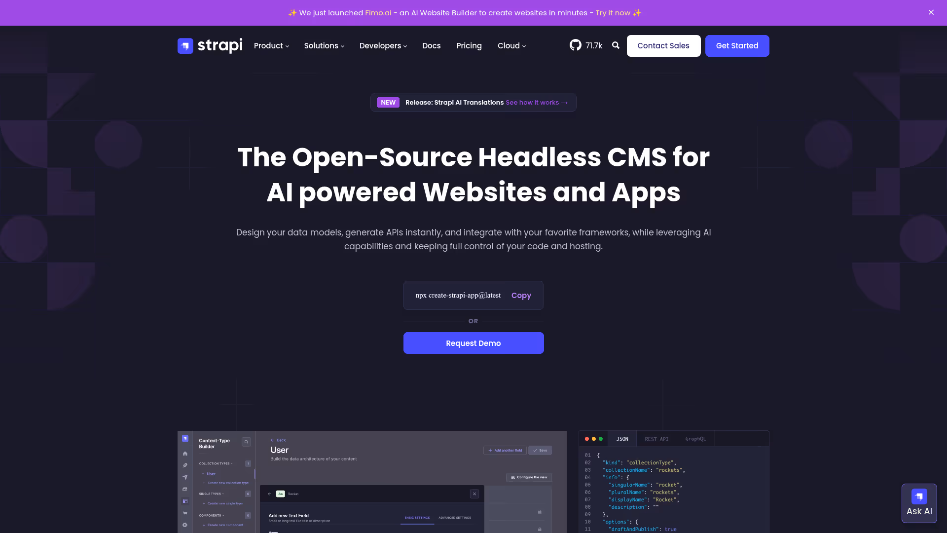 Strapi homepage