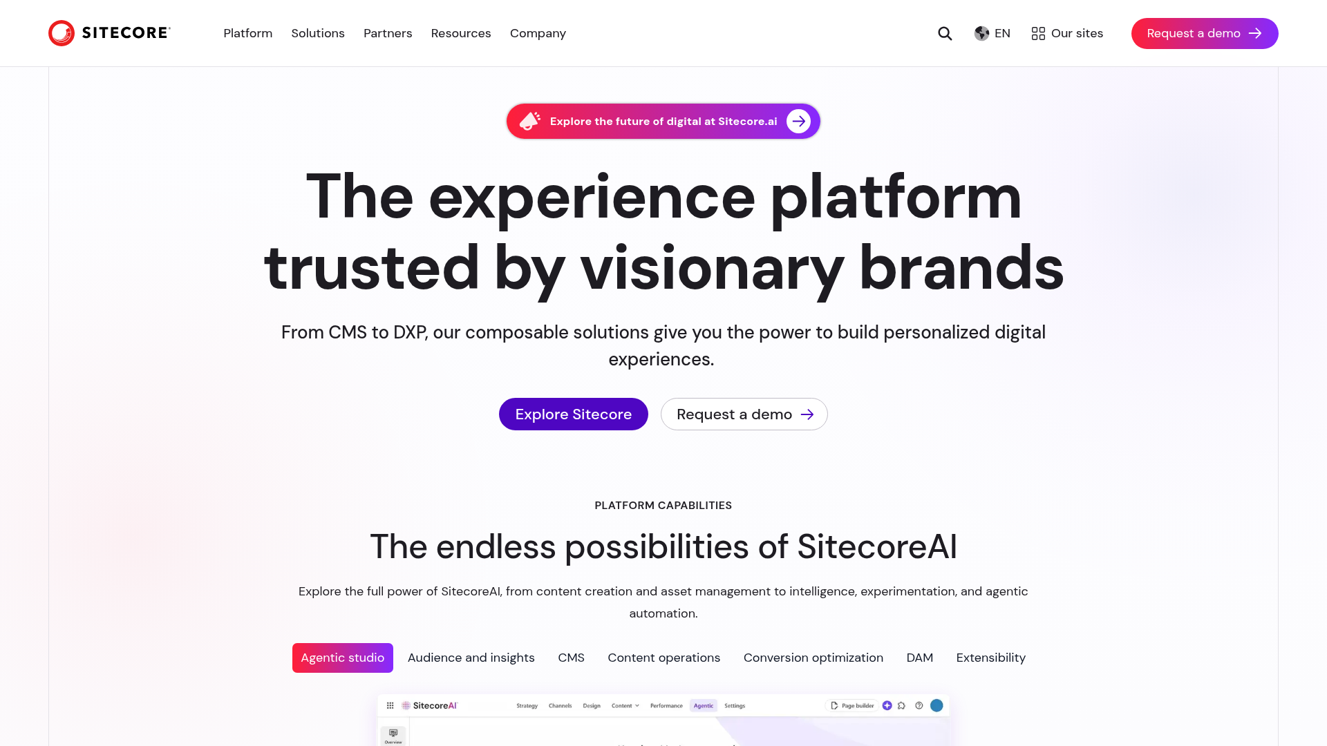 Sitecore homepage