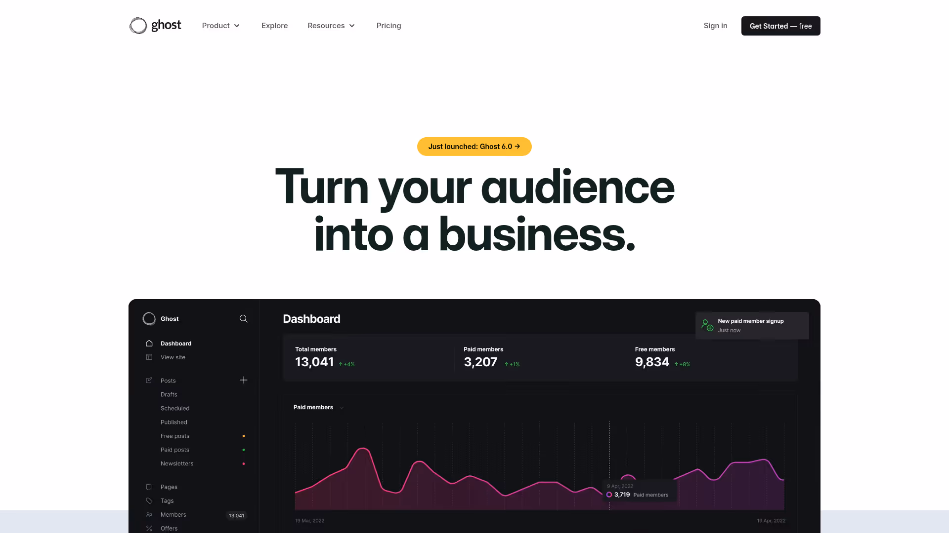 Ghost homepage