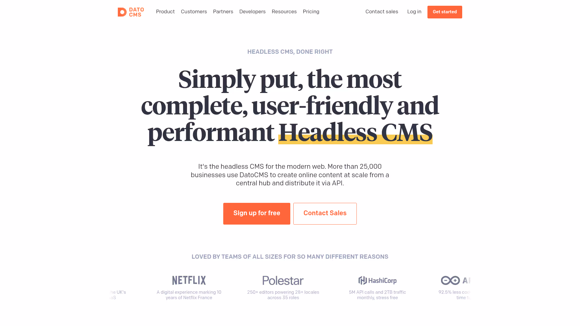 DatoCMS homepage