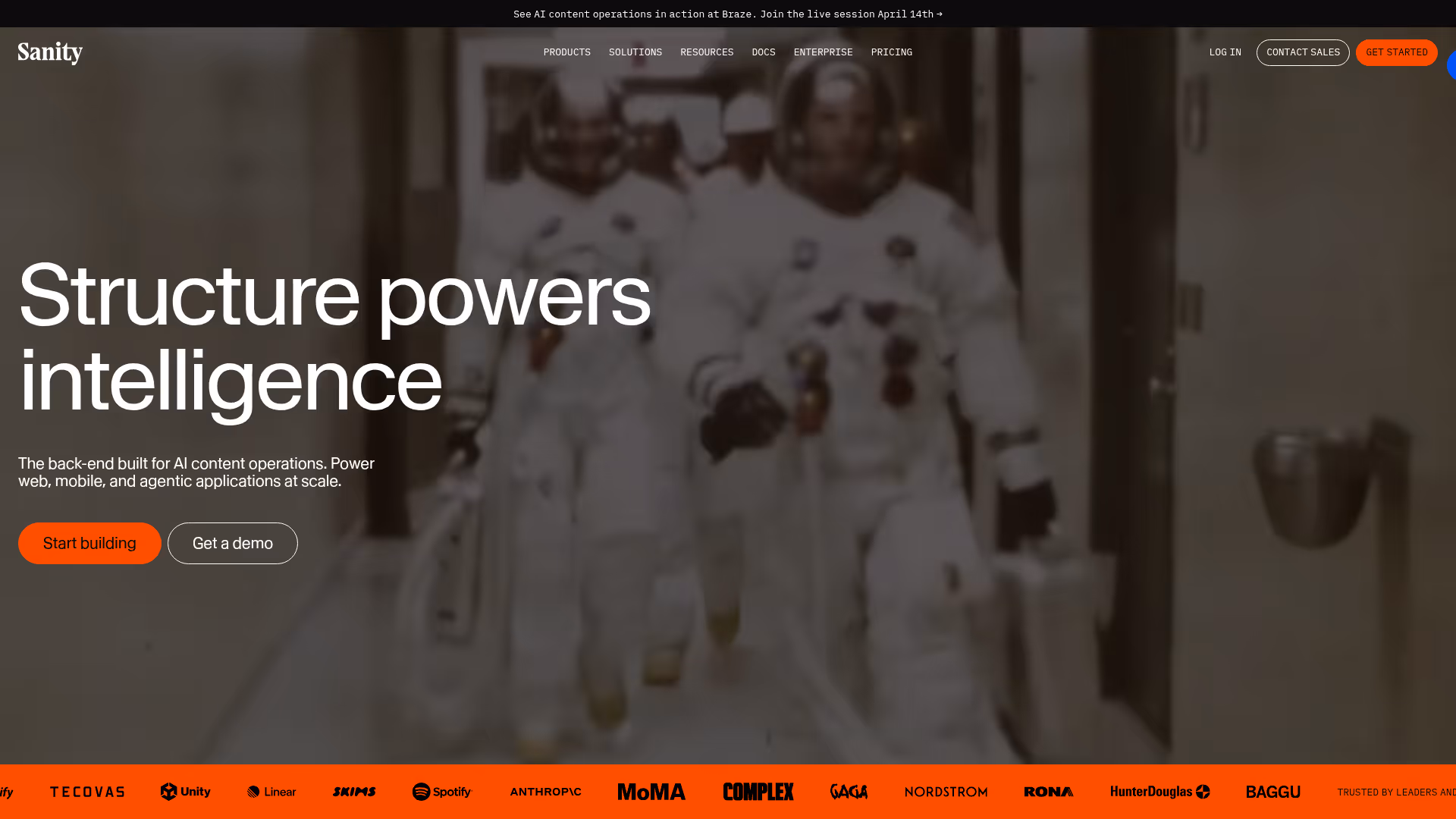 Sanity homepage